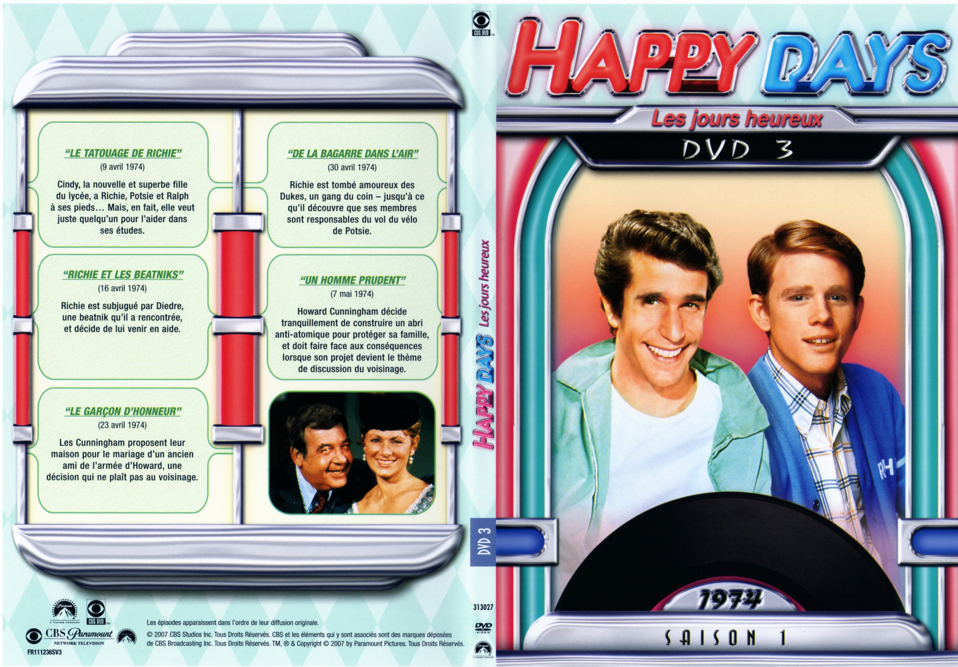 Jaquette DVD Happy days Saison 01 DVD 3