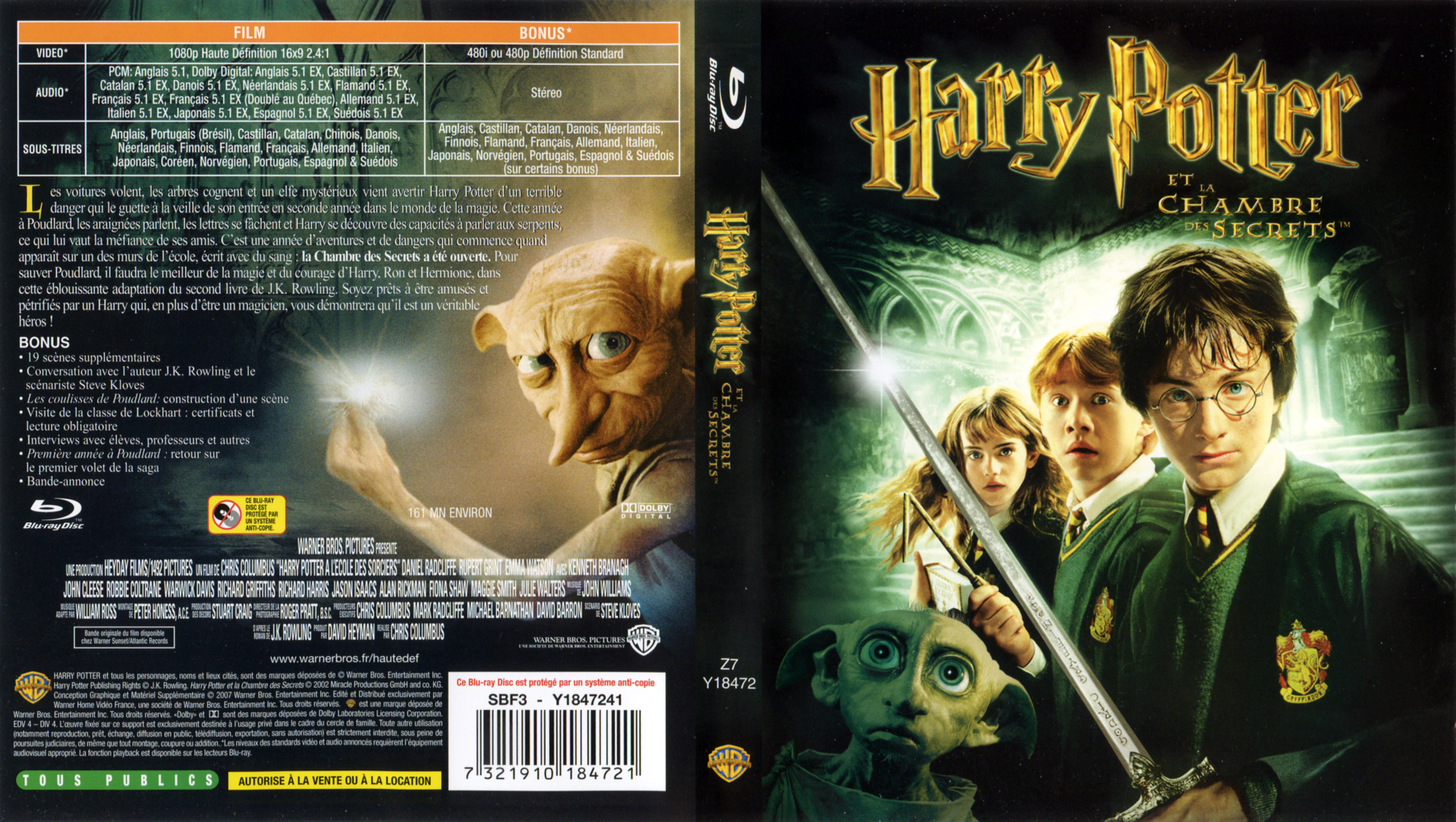 Jaquette DVD Harry Potter et la chambre des secrets (BLU-RAY)