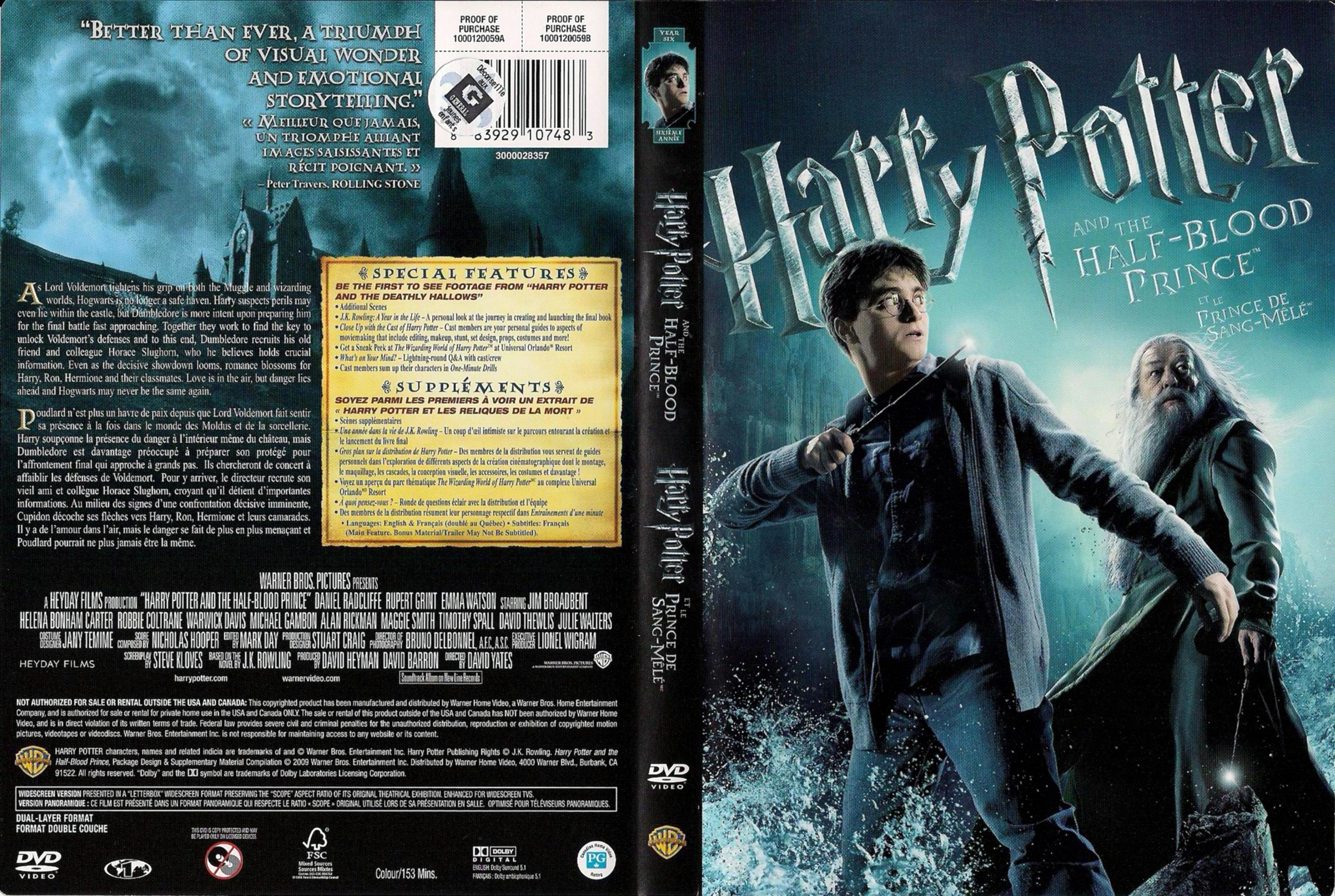 Jaquette DVD Harry Potter et le Prince de Sang-Ml (Canadienne)