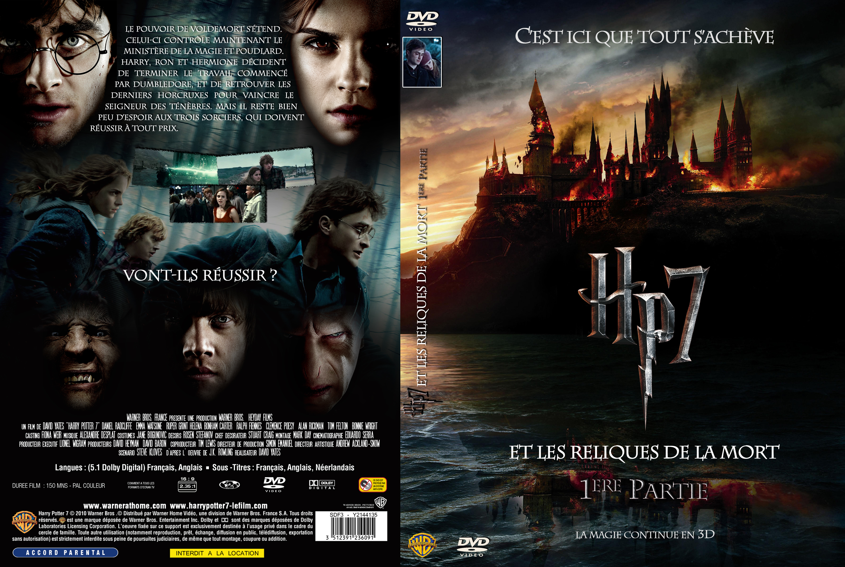 Jaquette DVD Harry Potter et les reliques de la mort Partie 1 custom