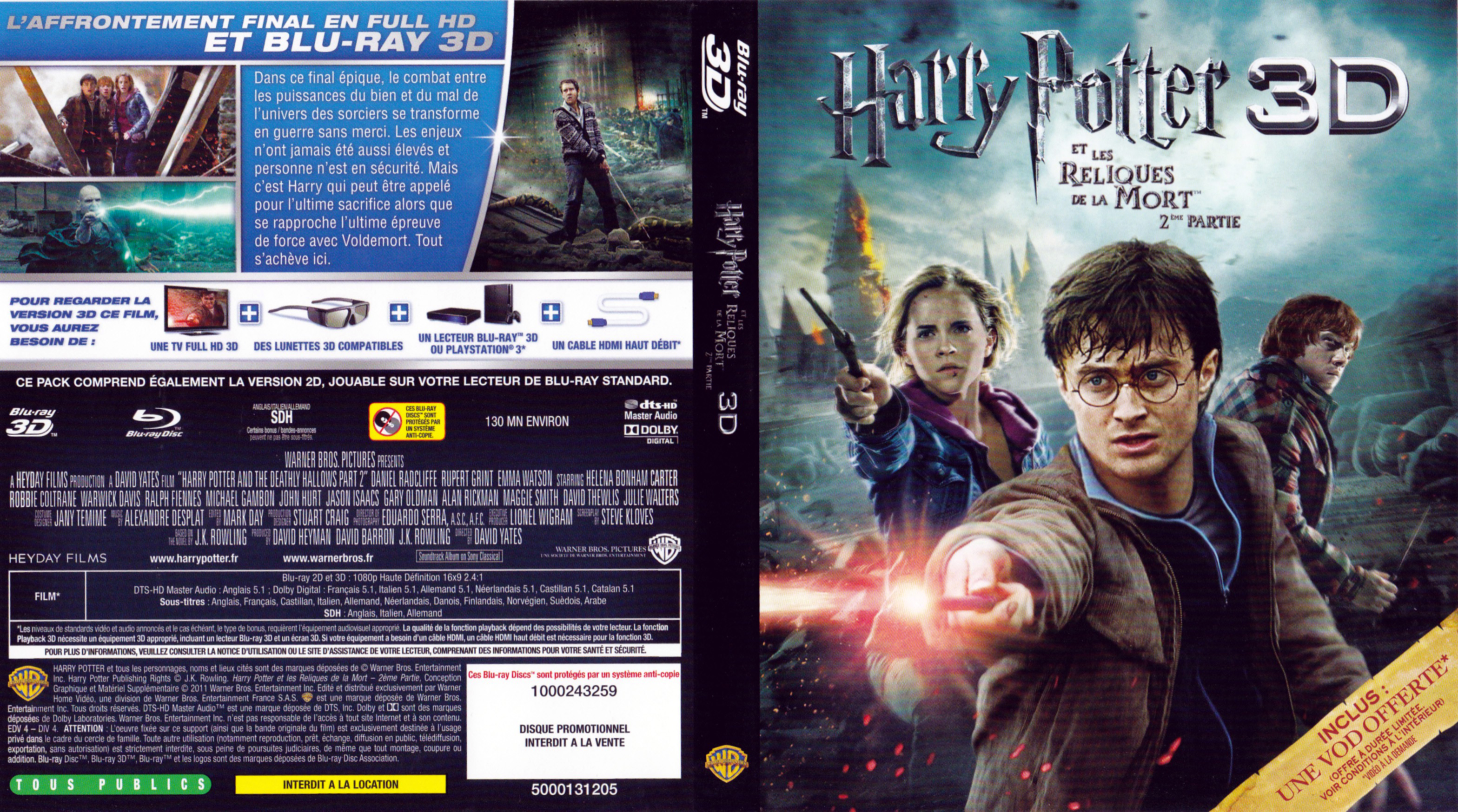 Jaquette DVD Harry Potter et les reliques de la mort - 2me partie 3D (BLU-RAY)