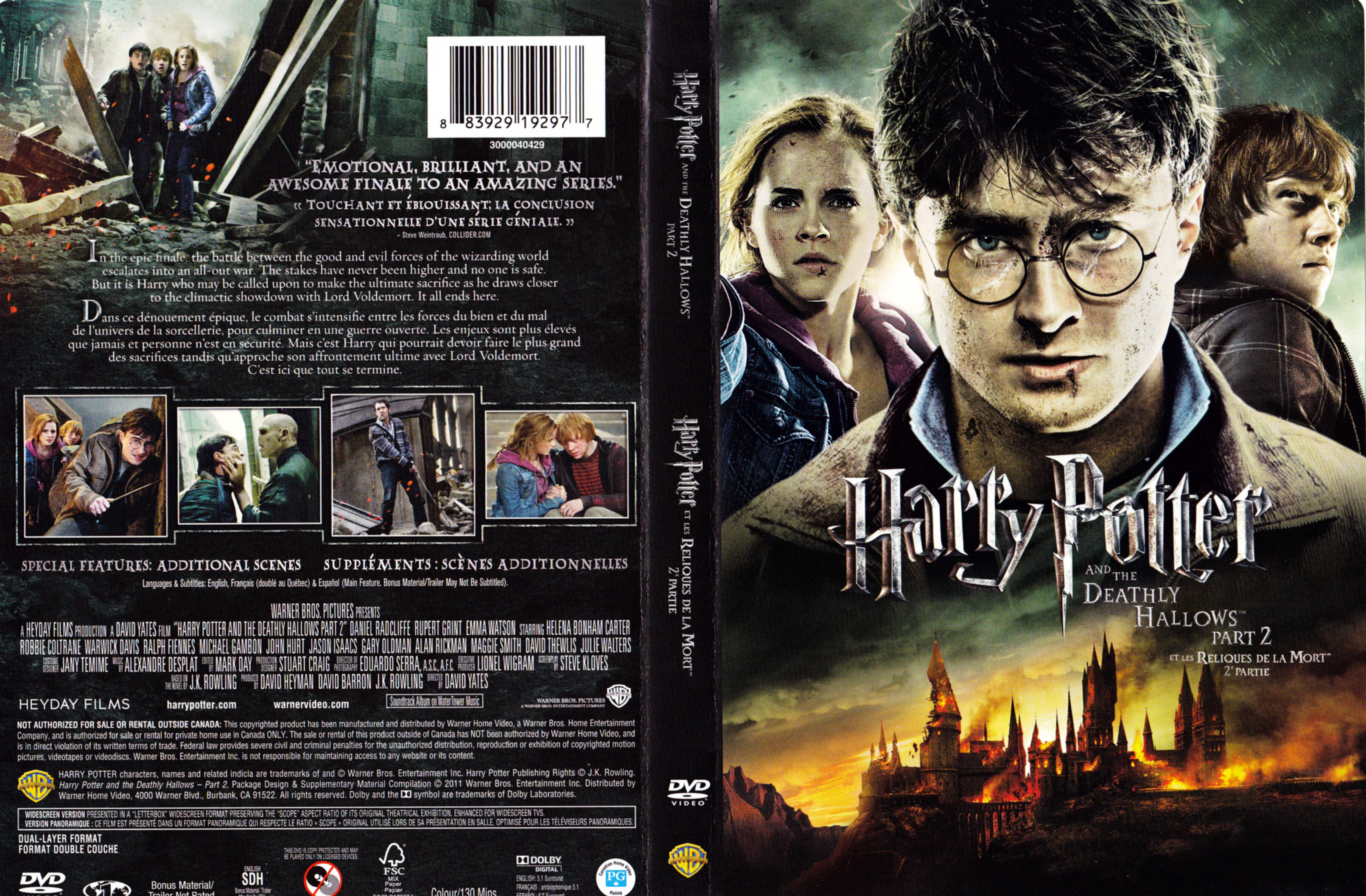 Jaquette DVD Harry Potter et les reliques de la mort - 2me partie (Canadienne)