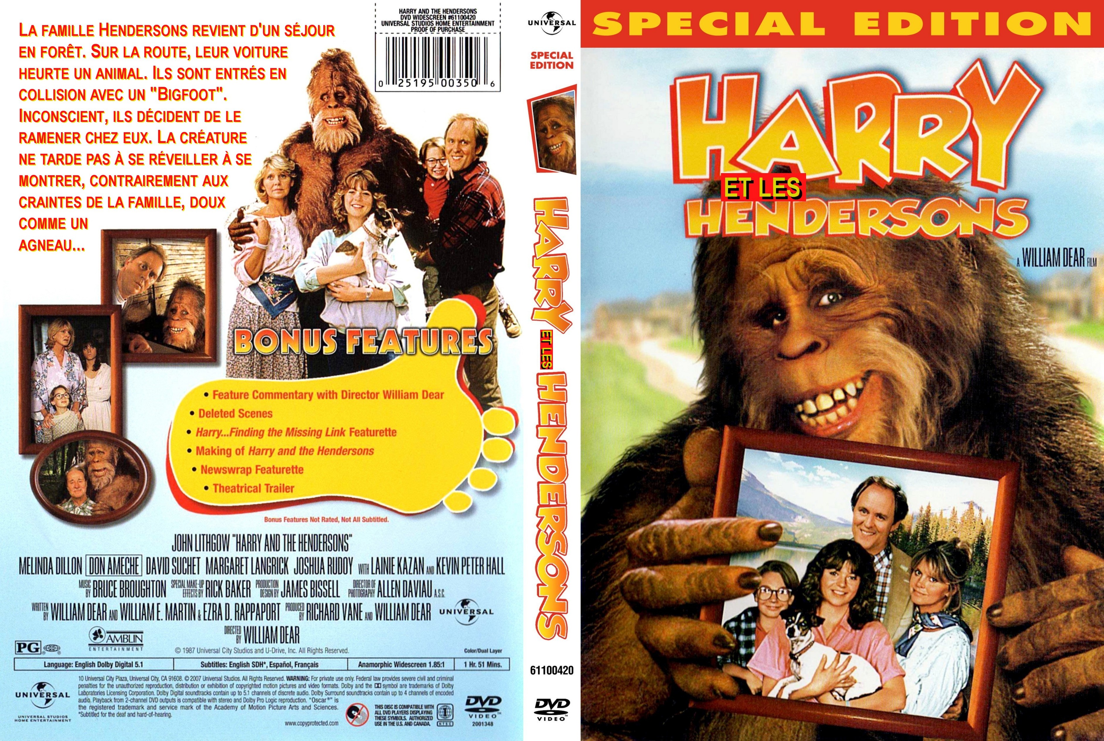 Jaquette DVD Harry et les Hendersons custom