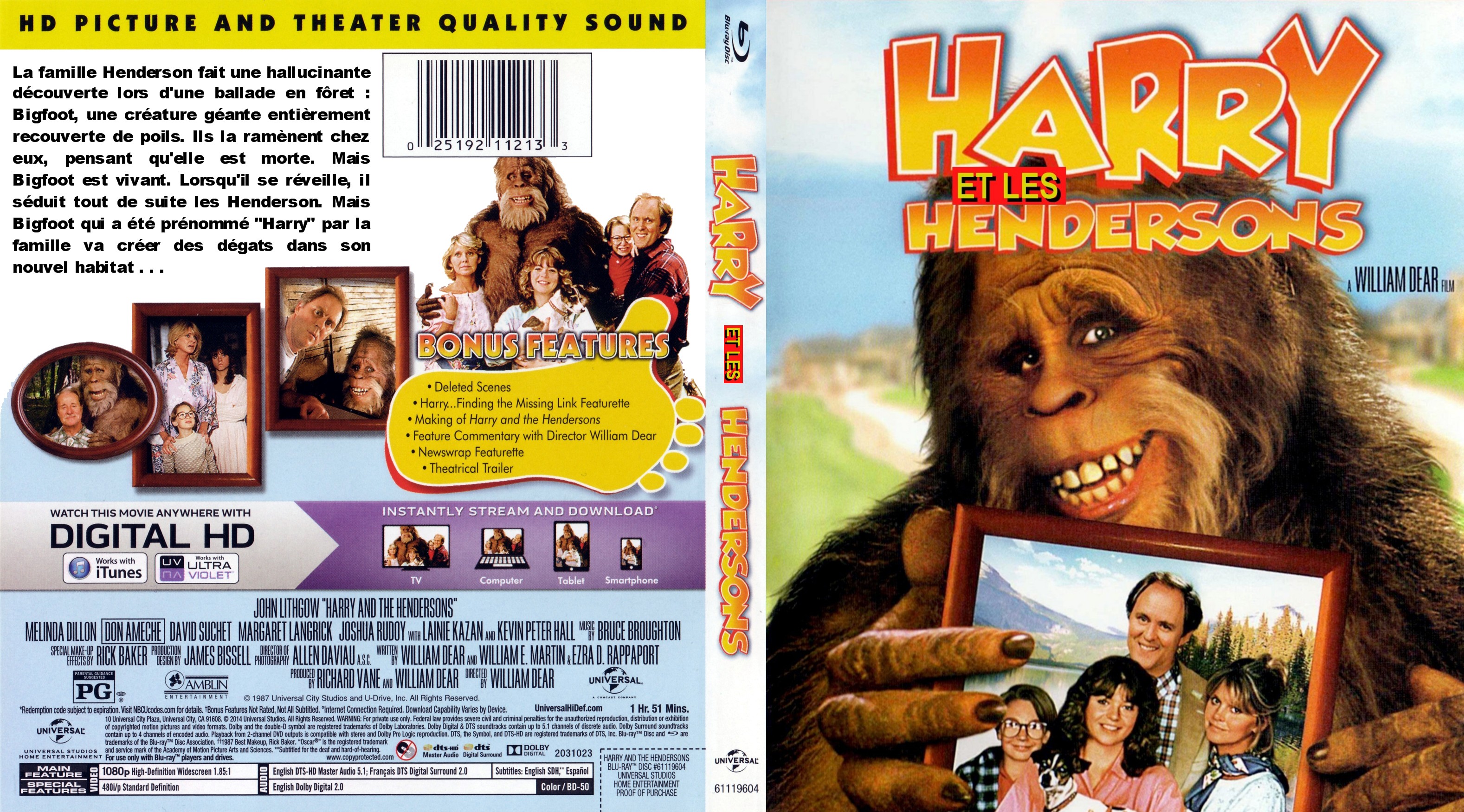 Jaquette DVD Harry et les Hendersons custom (BLU-RAY)