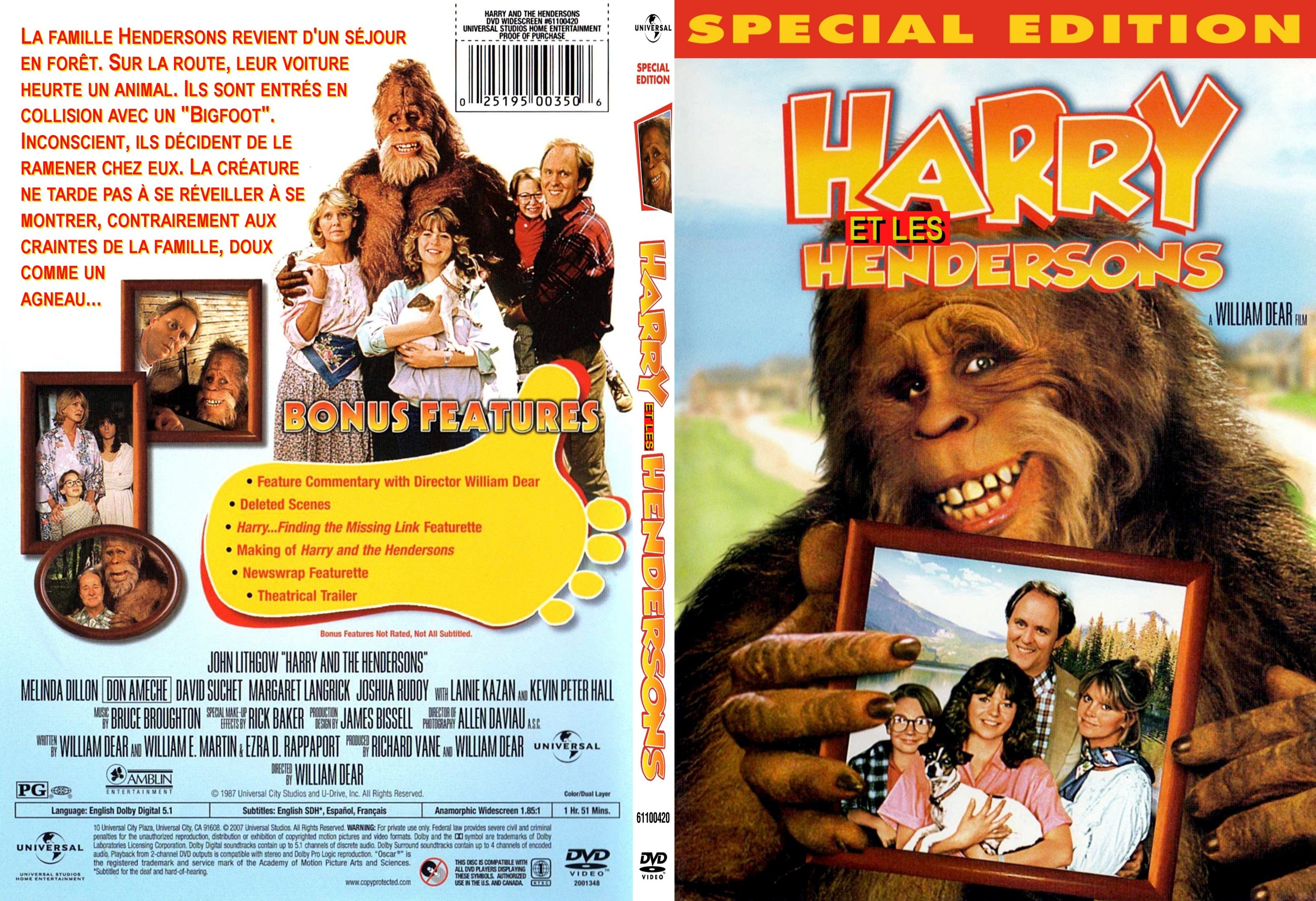 Jaquette DVD Harry et les Hendersons custom - SLIM