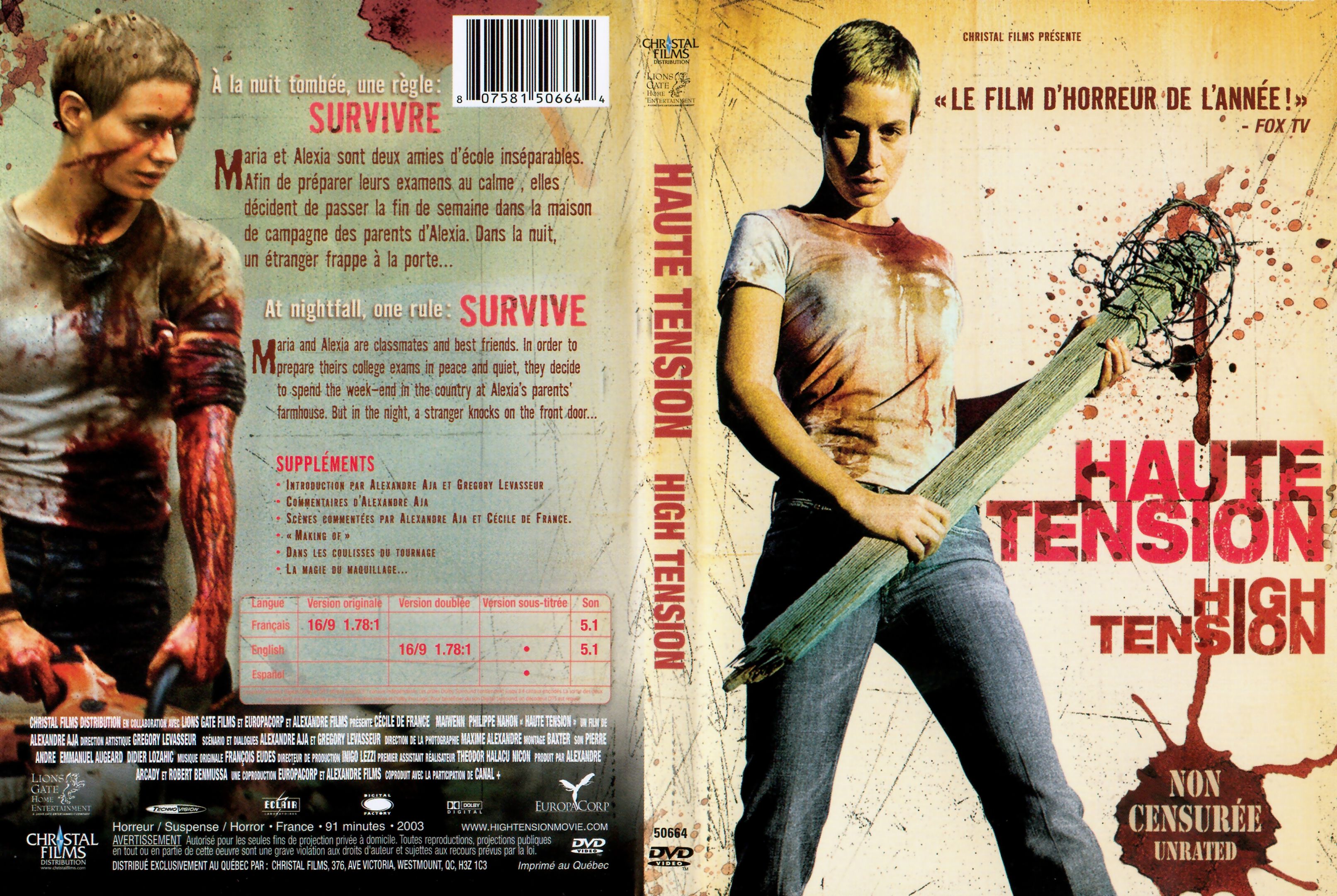 Jaquette DVD Haute tension