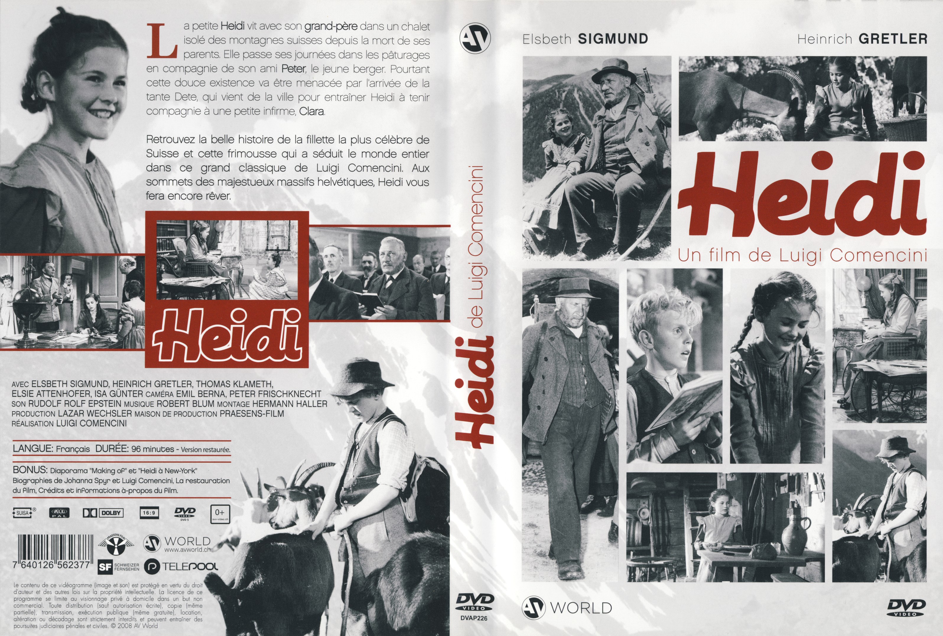 Jaquette DVD Heidi (1952)