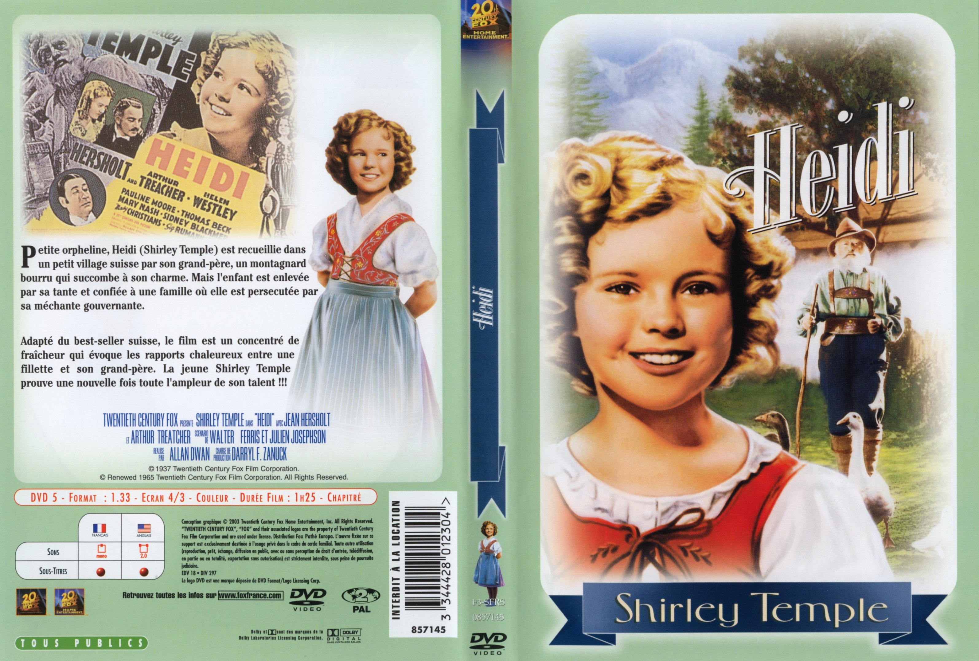 Jaquette DVD Heidi (Shirley Temple)