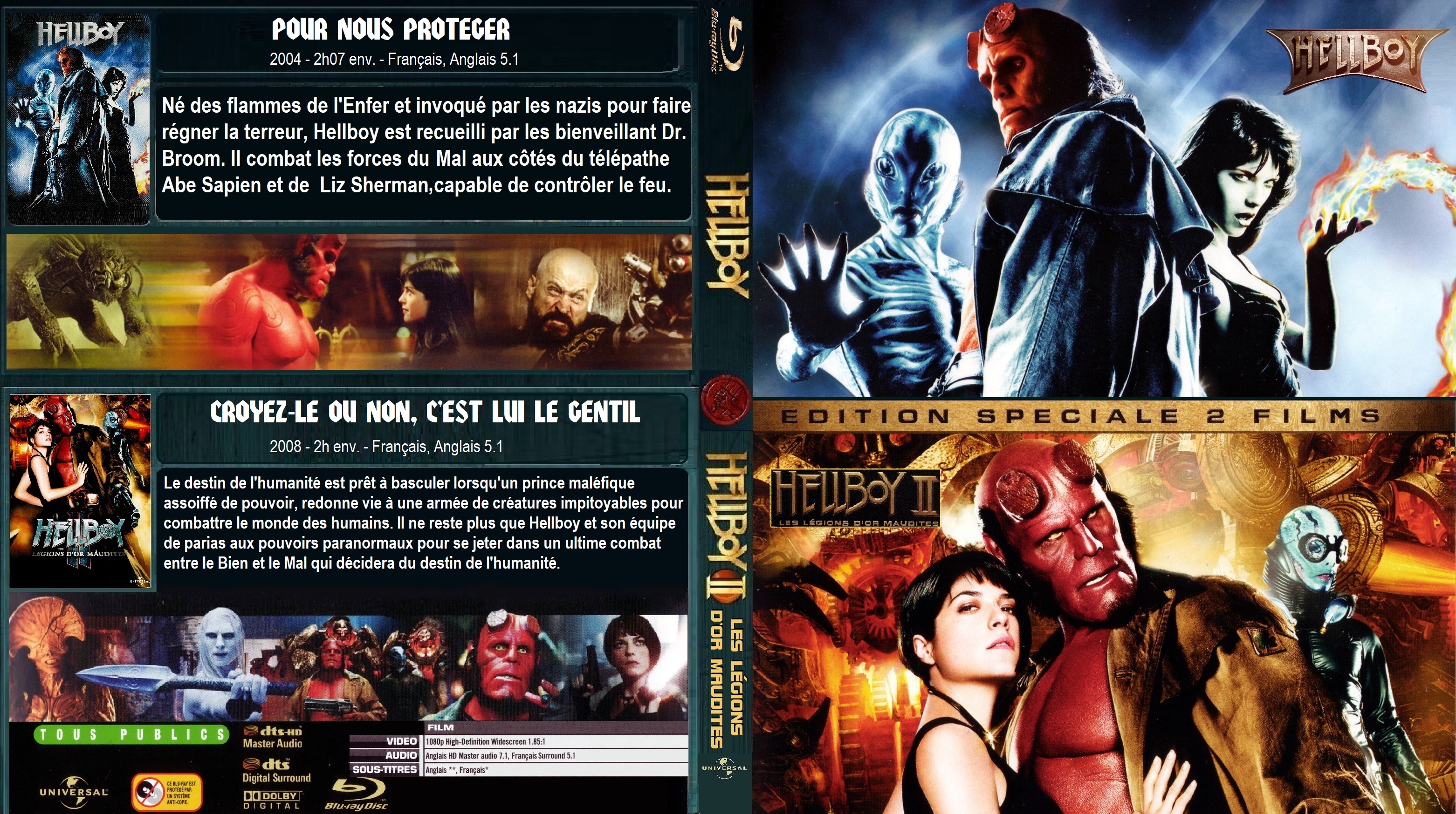 Jaquette DVD Hellboy 1 & 2 custom (BLU-RAY)