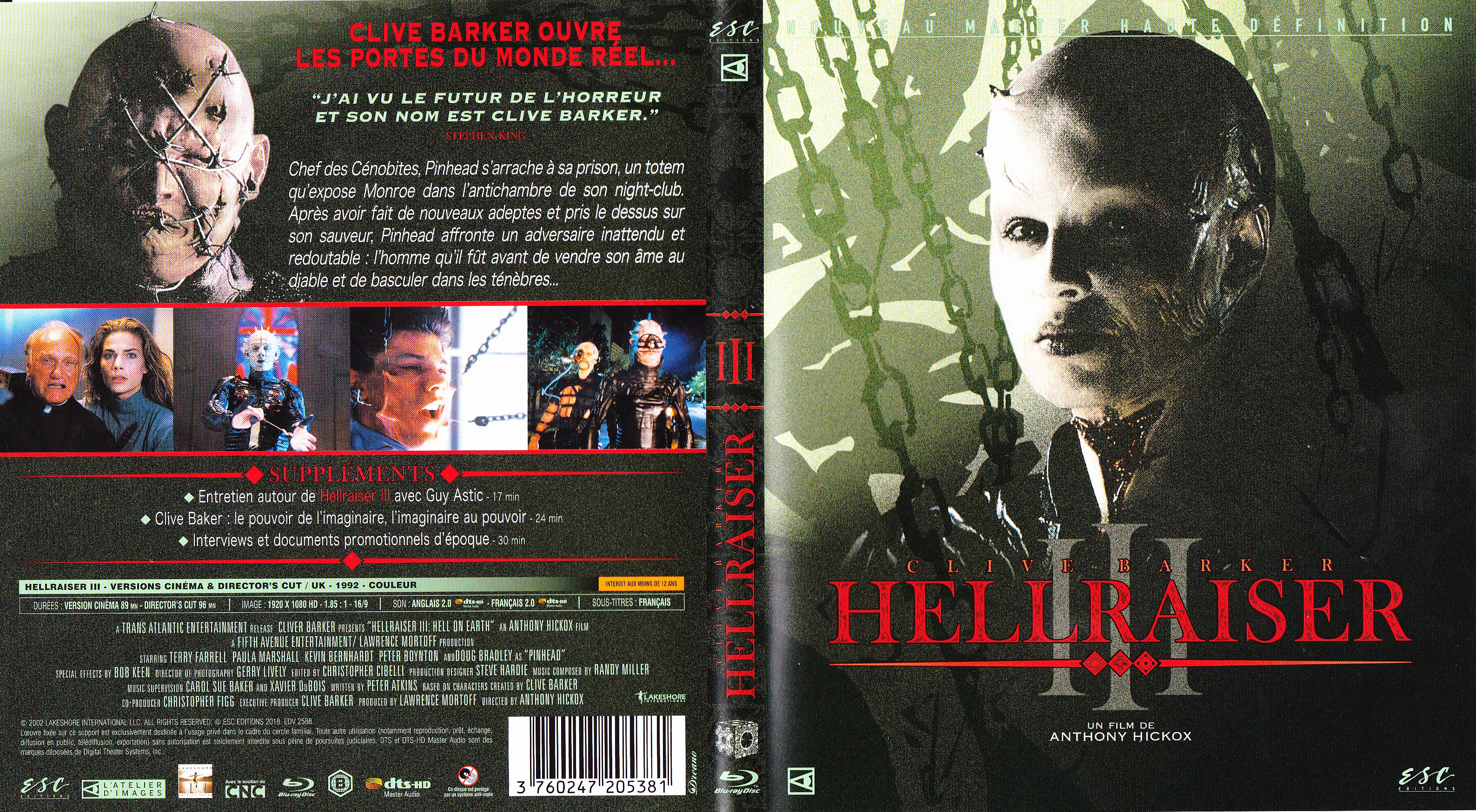 Jaquette DVD Hellraiser 3 (BLU-RAY)