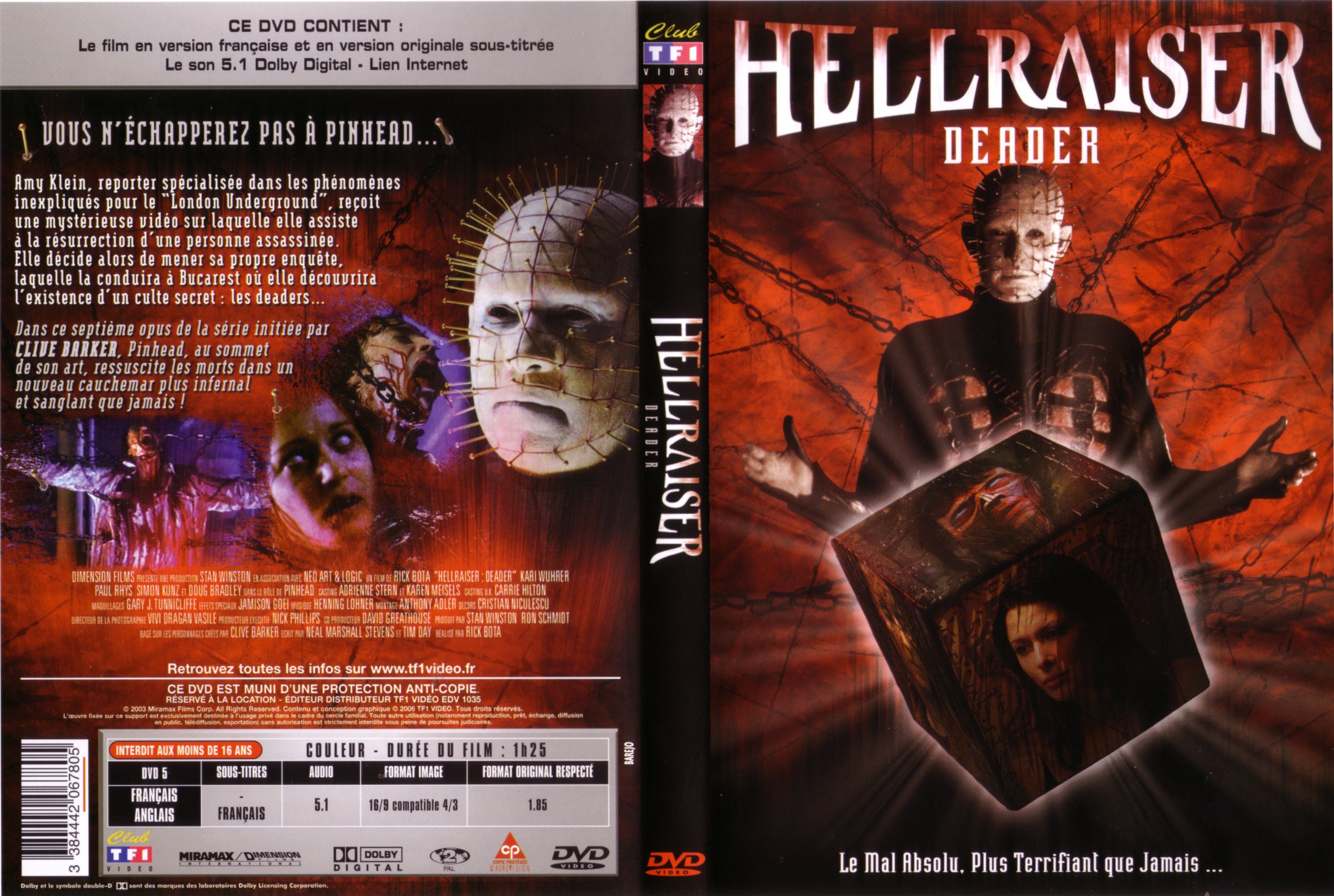 Jaquette DVD Hellraiser Deader