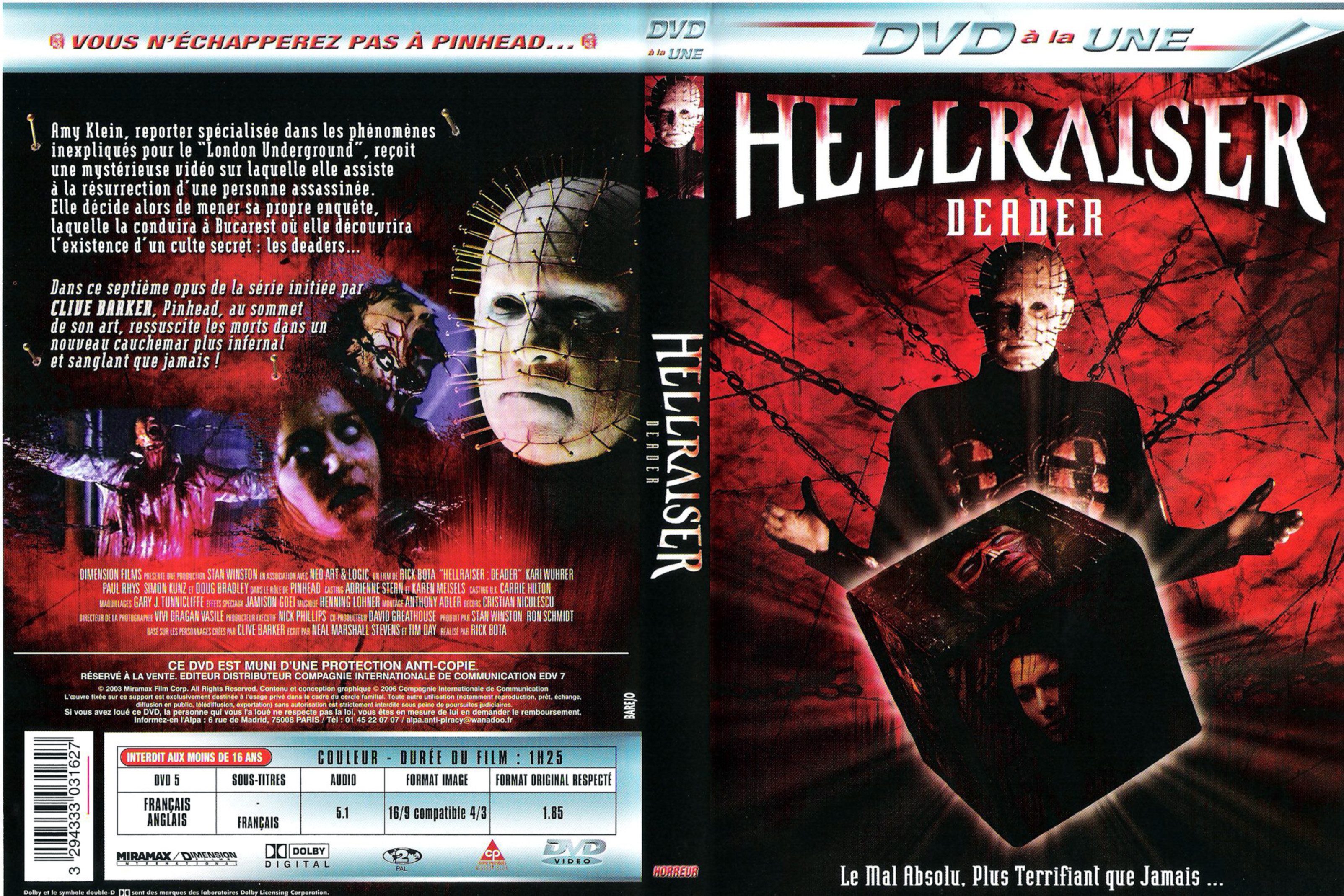 Jaquette DVD Hellraiser Deader v2