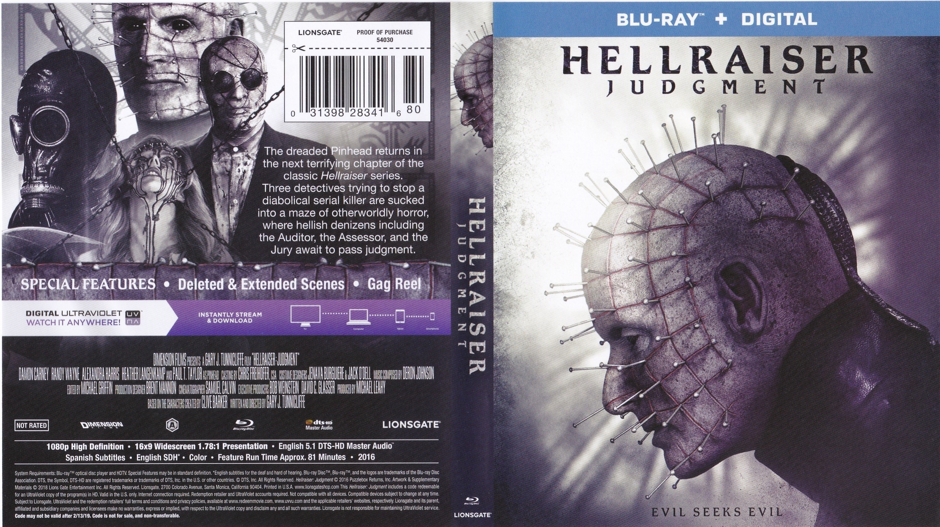 Jaquette DVD Hellraiser Judgment Zone 1 (BLU-RAY)