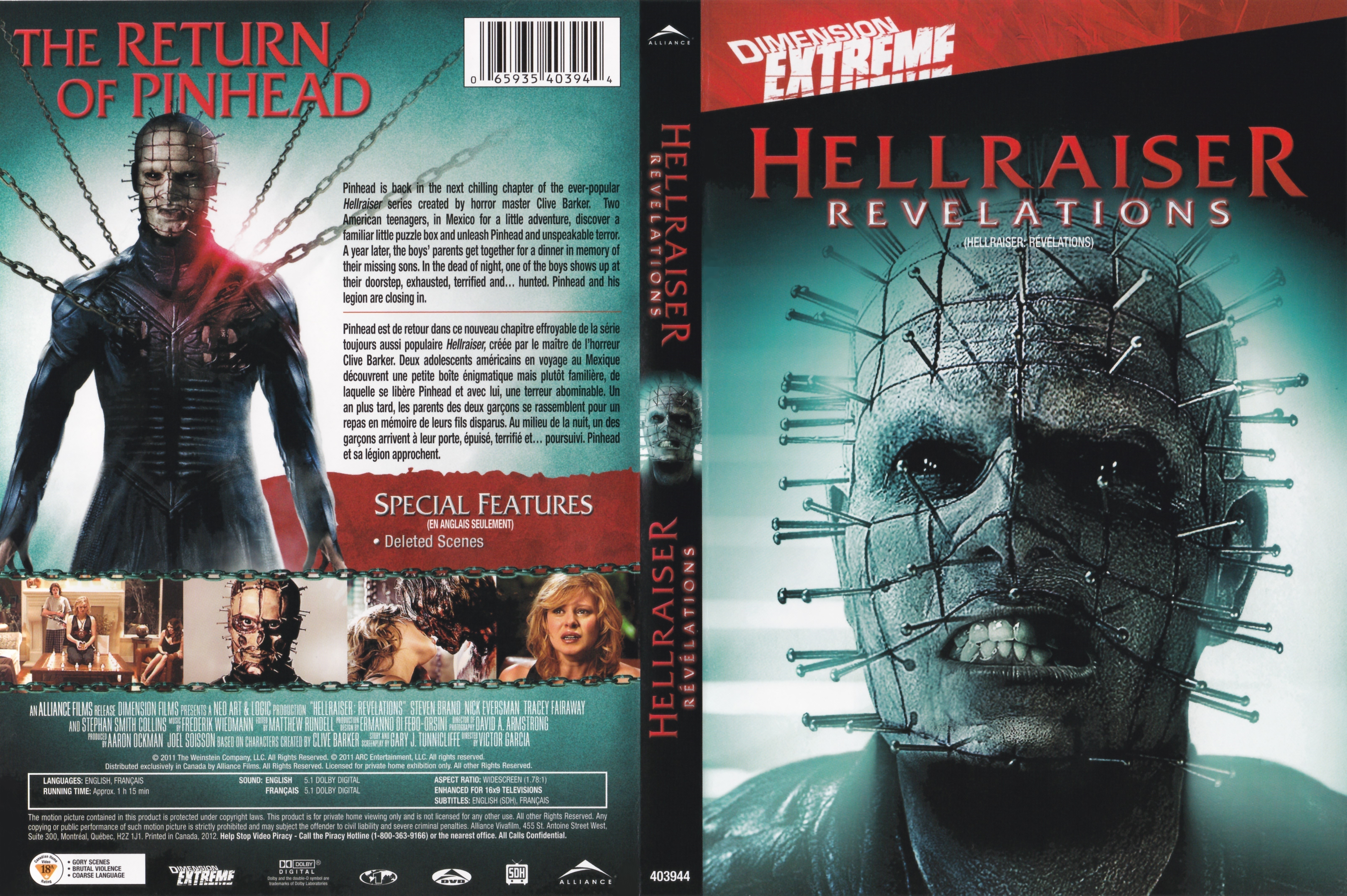 Jaquette DVD Hellraiser Revelations (Canadienne) v2
