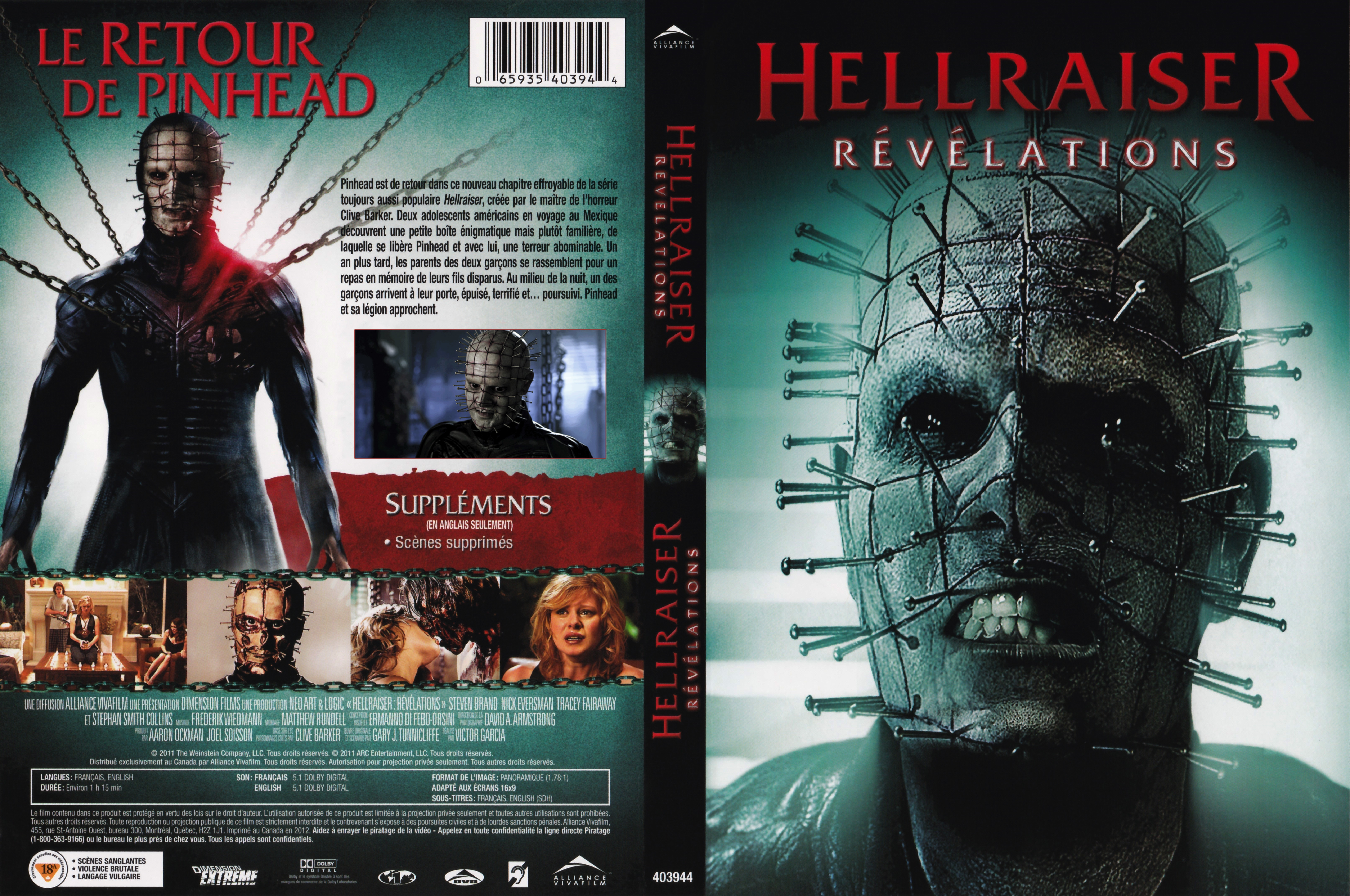 Jaquette DVD Hellraiser Revelations custom