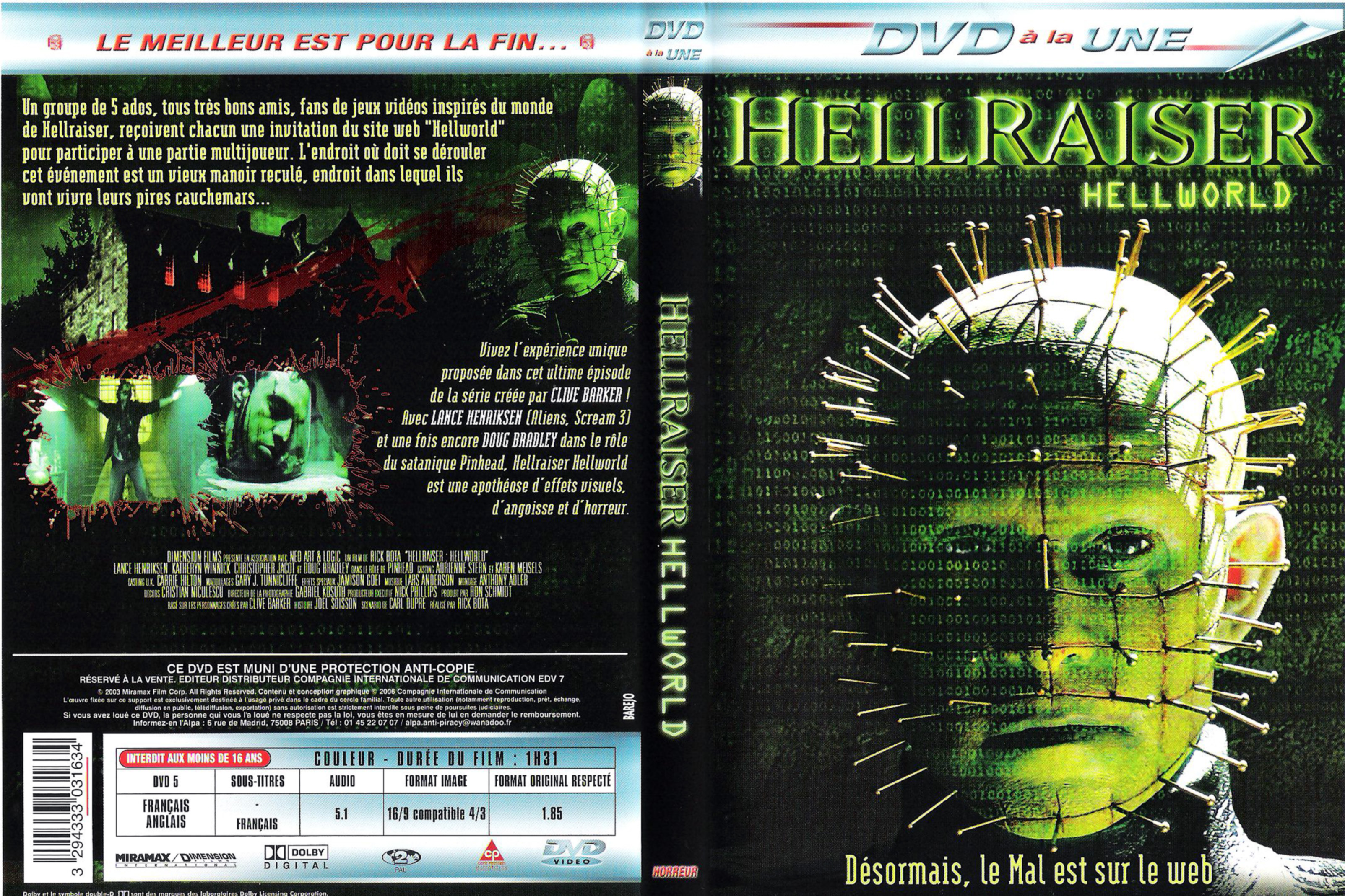 Jaquette DVD Hellraiser hellworld v2