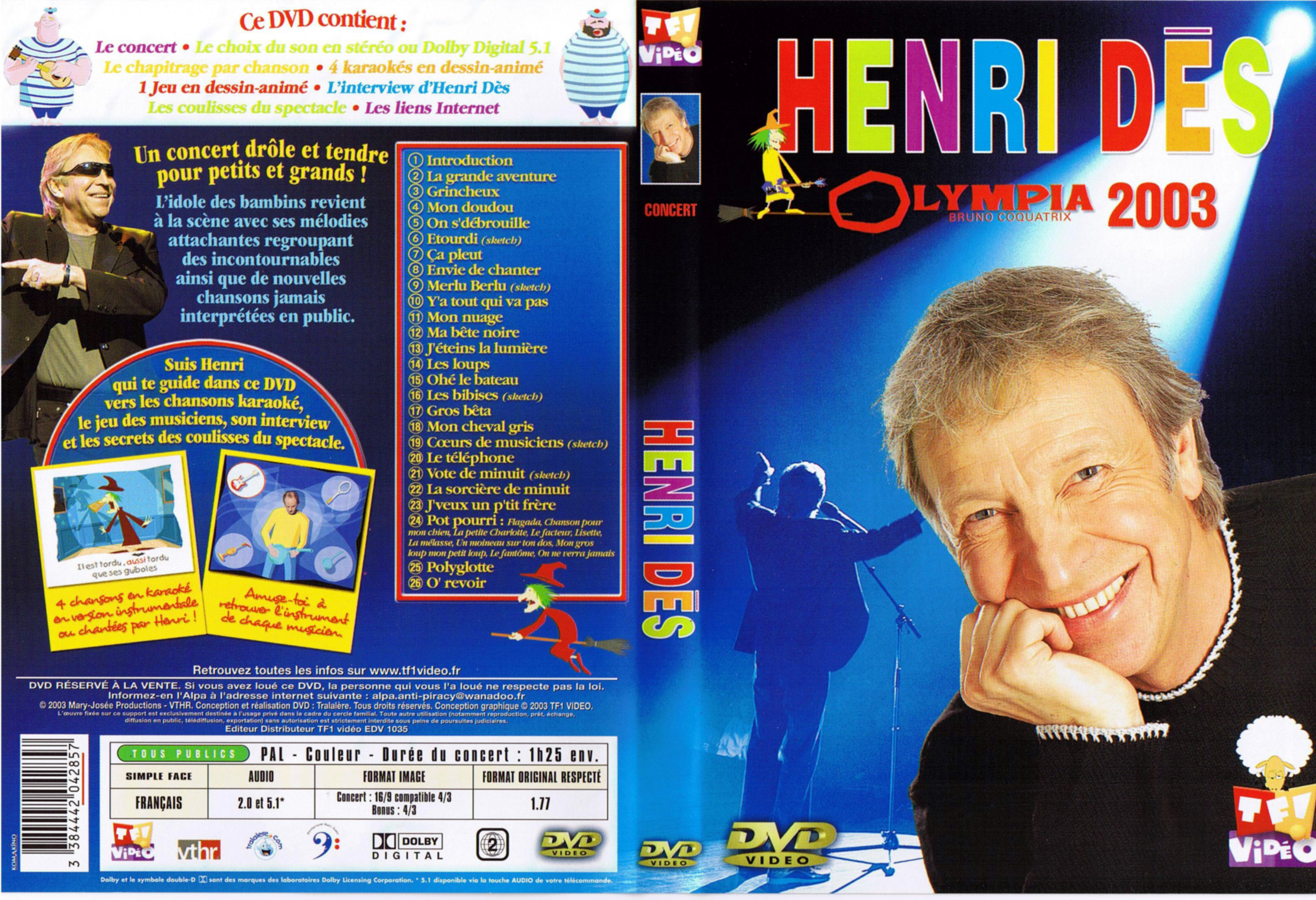 Jaquette DVD Henri Ds Olympia 2003