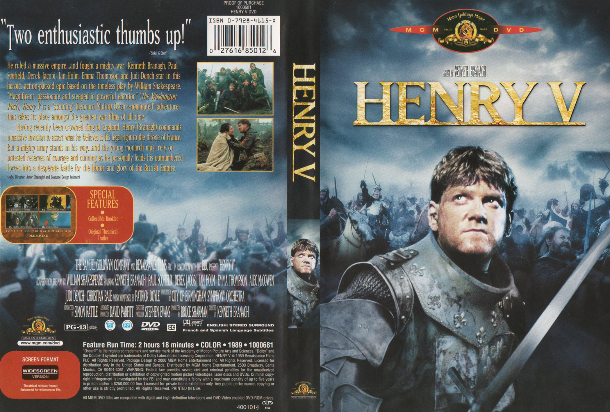 Jaquette DVD Henry V Zone 1