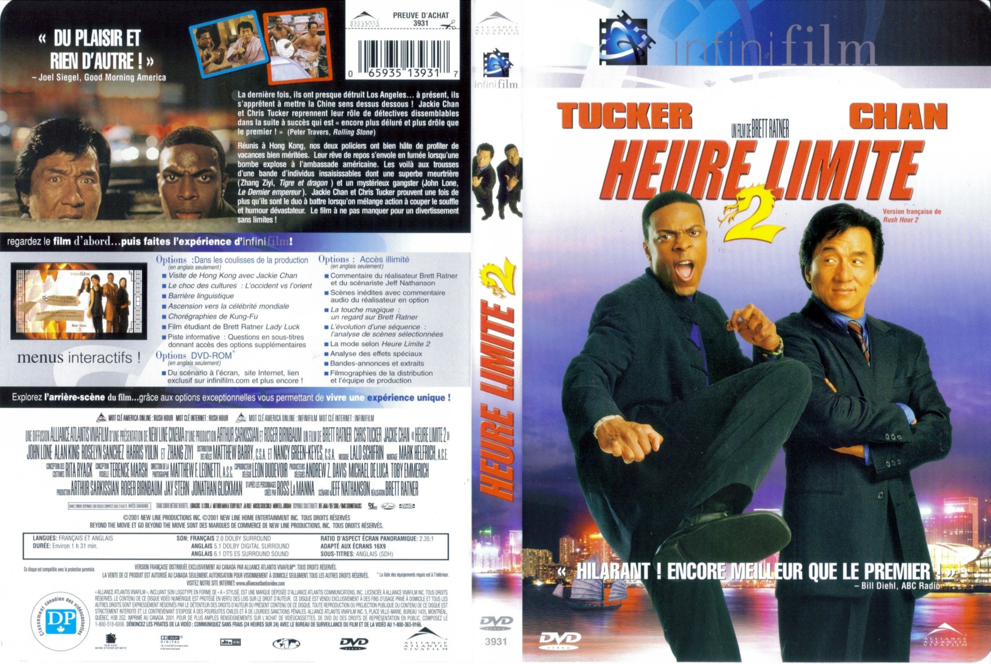 Jaquette DVD Heure limite 2 - Rush hour 2 (Canadienne)