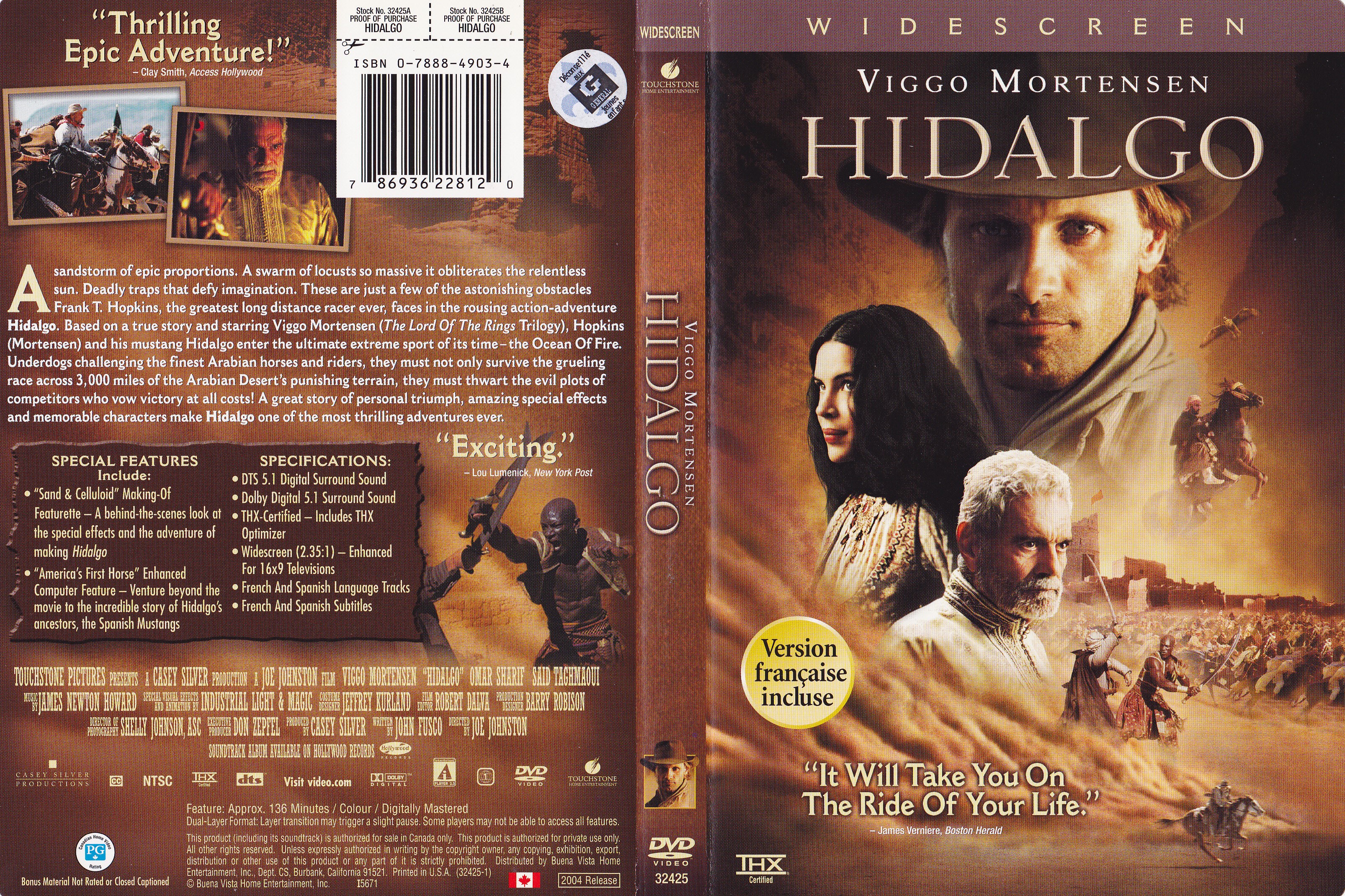 Jaquette DVD Hidalgo (Canadienne)