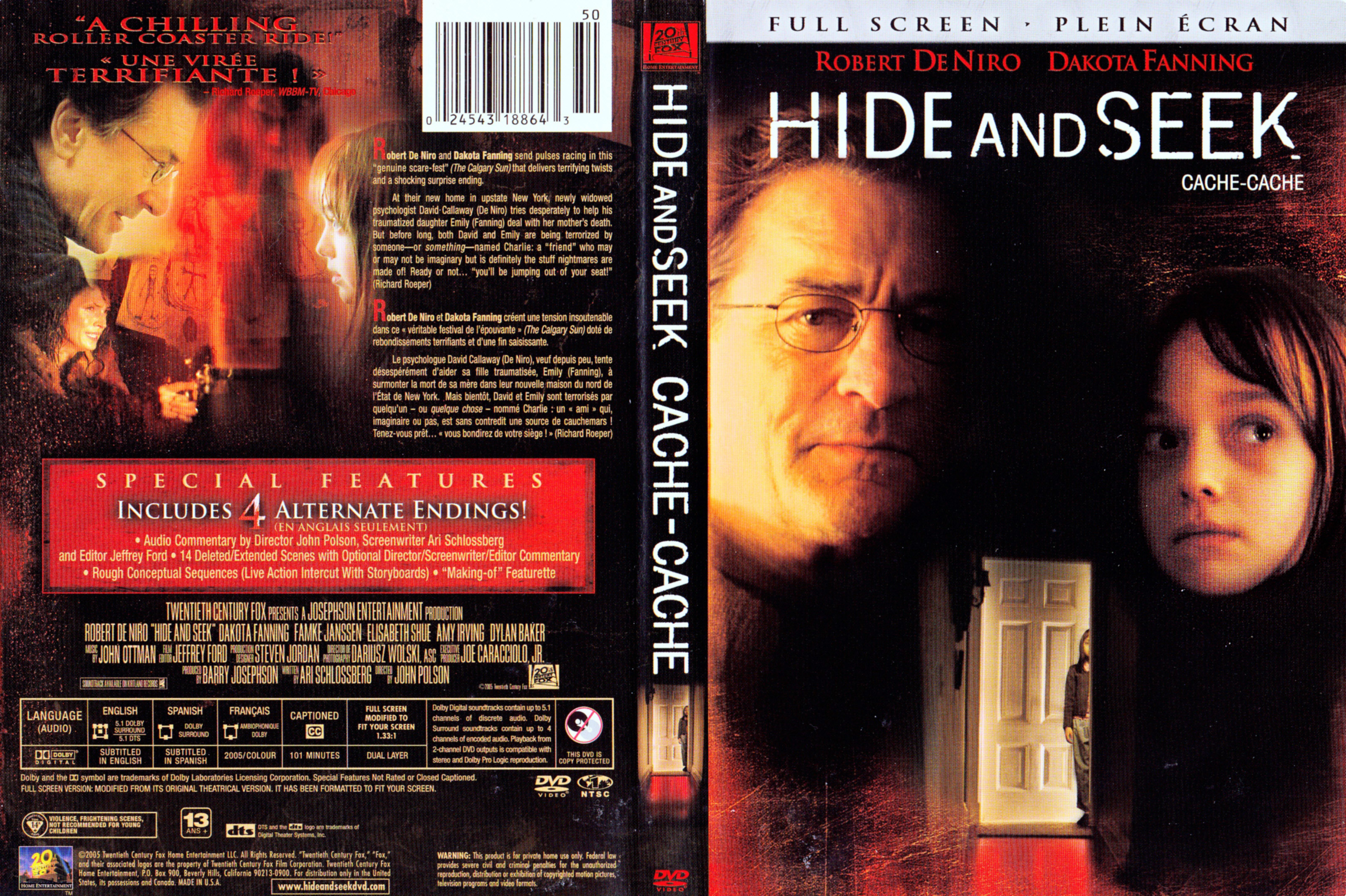 Jaquette DVD Hide and seek - Cache cache (Canadienne)