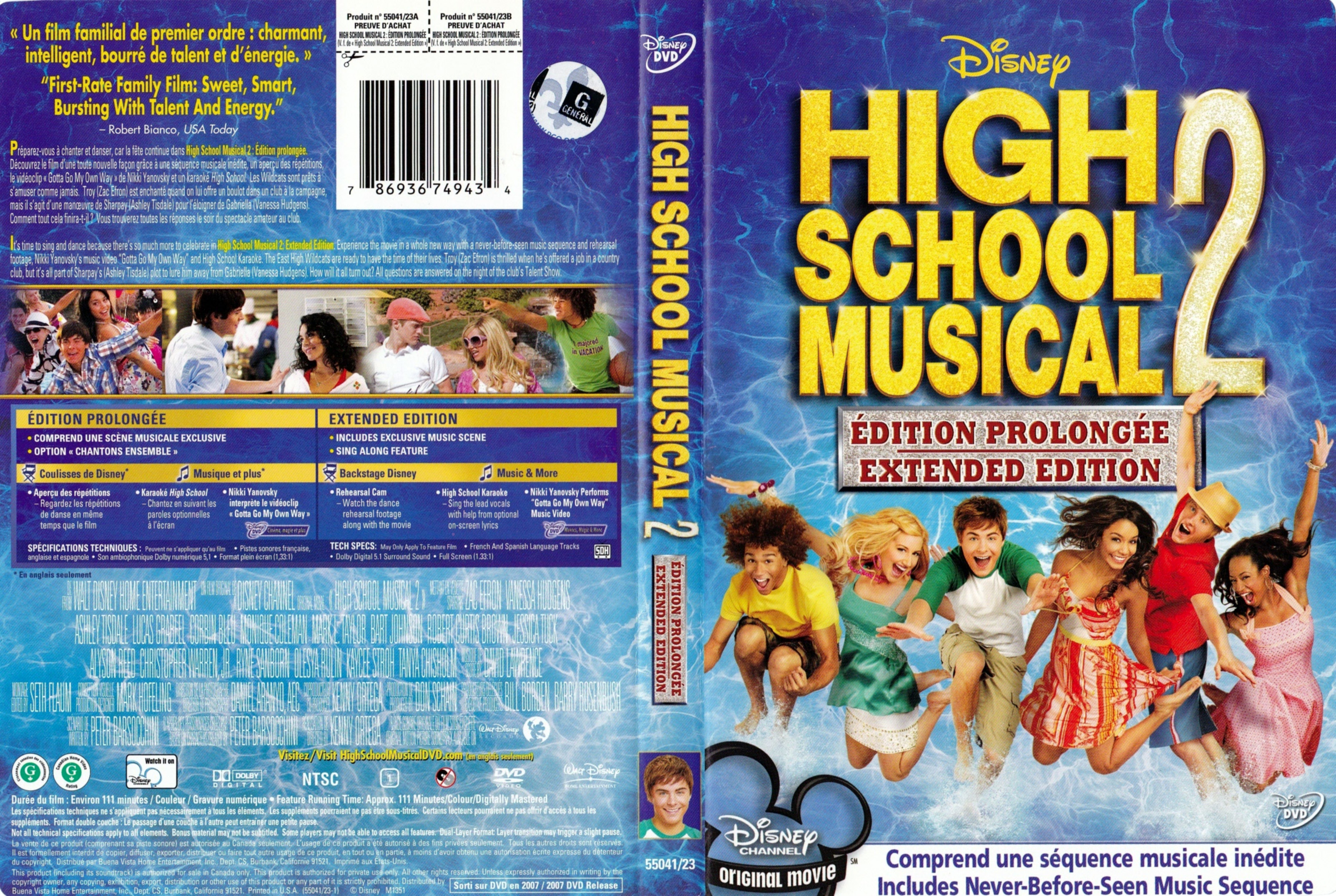 Jaquette DVD High school musical 2 (Canadienne)