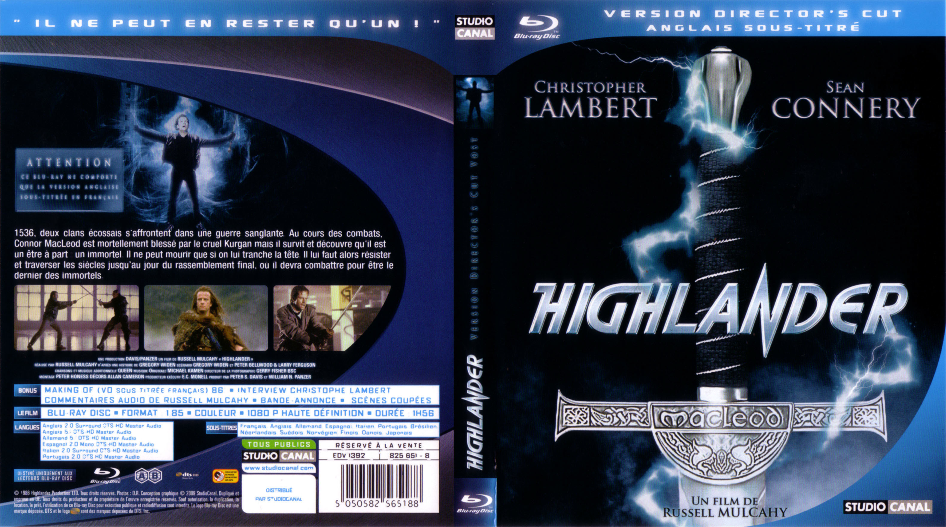 Jaquette DVD Highlander (BLU-RAY)