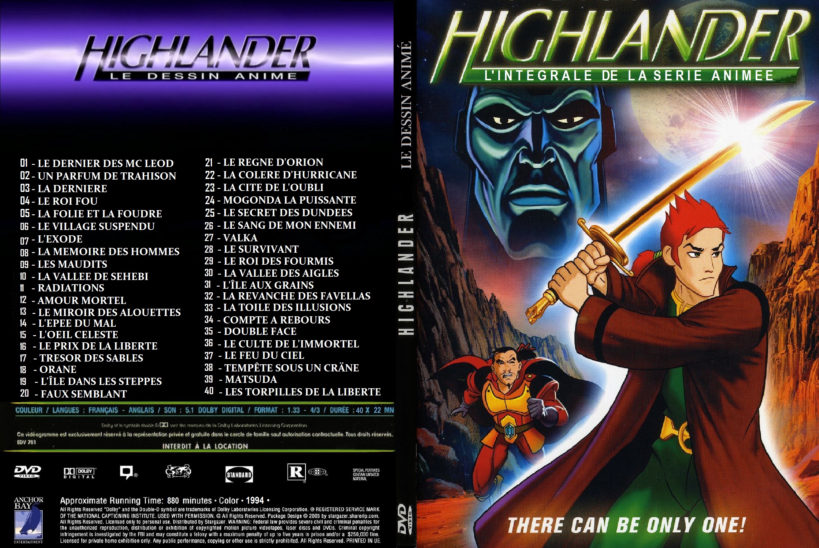 Jaquette DVD Highlander la serie animee SLIM custom