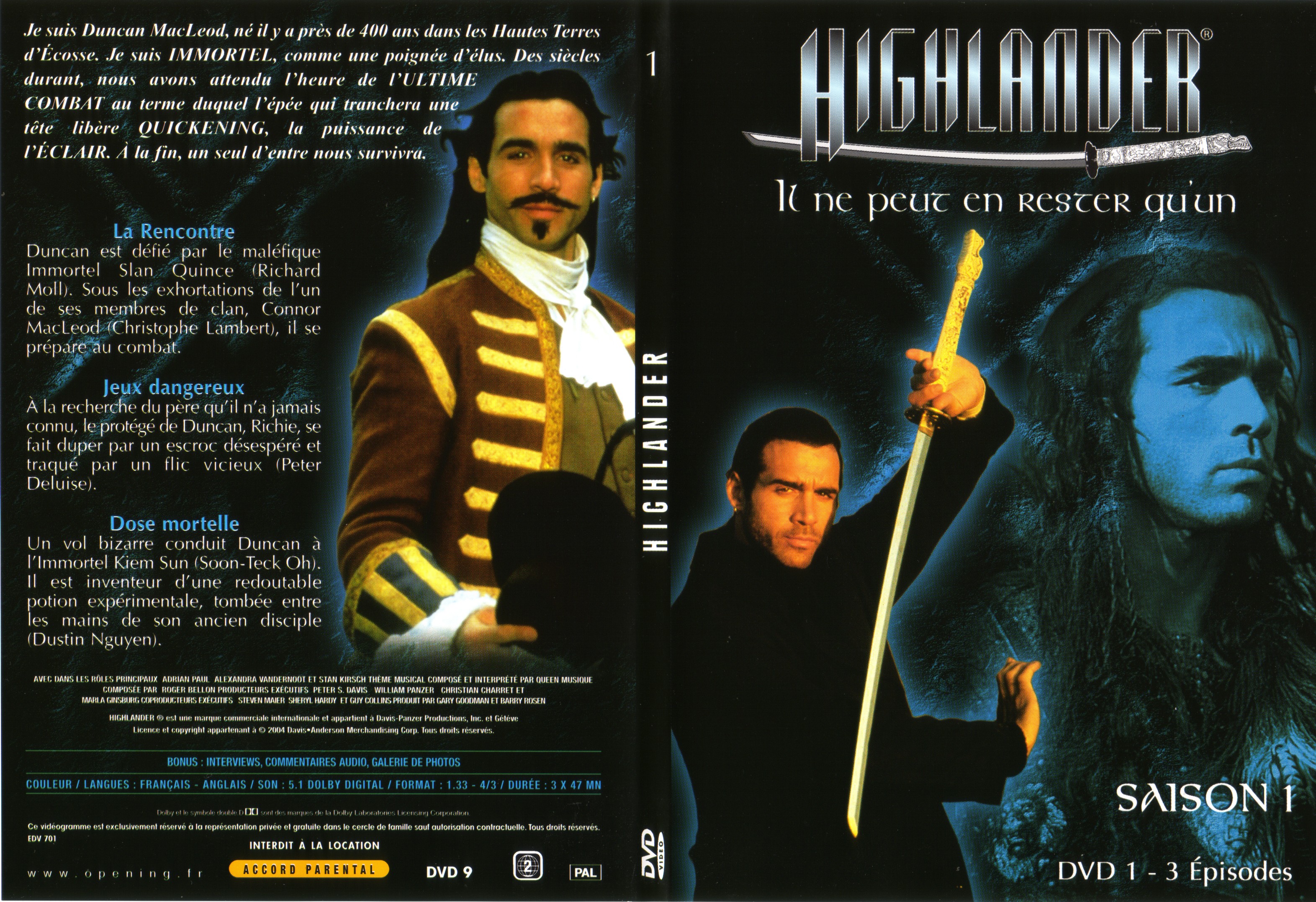 Jaquette DVD Highlander saison 1 DVD 1