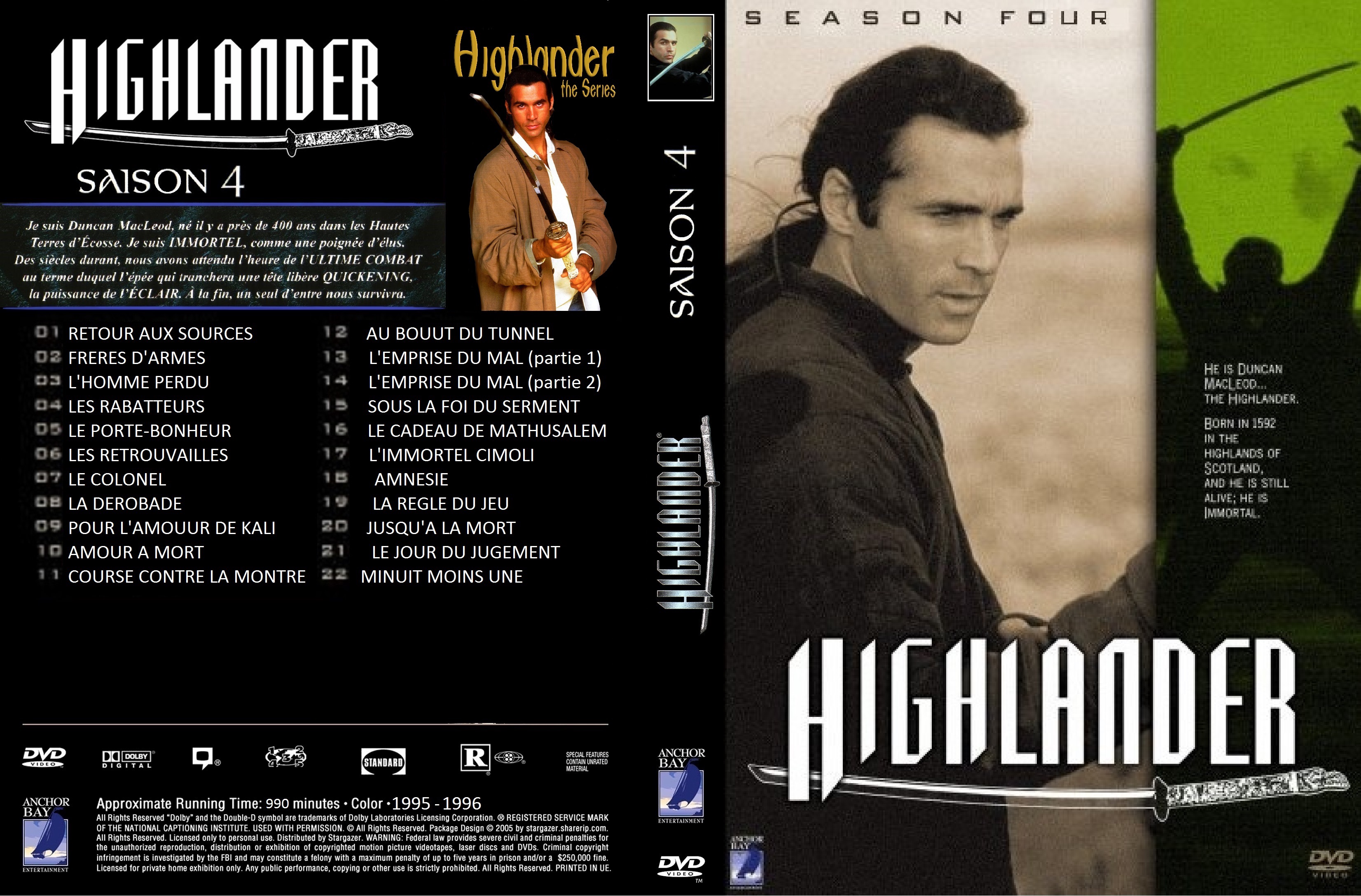 Jaquette DVD Highlander saison 4 custom 