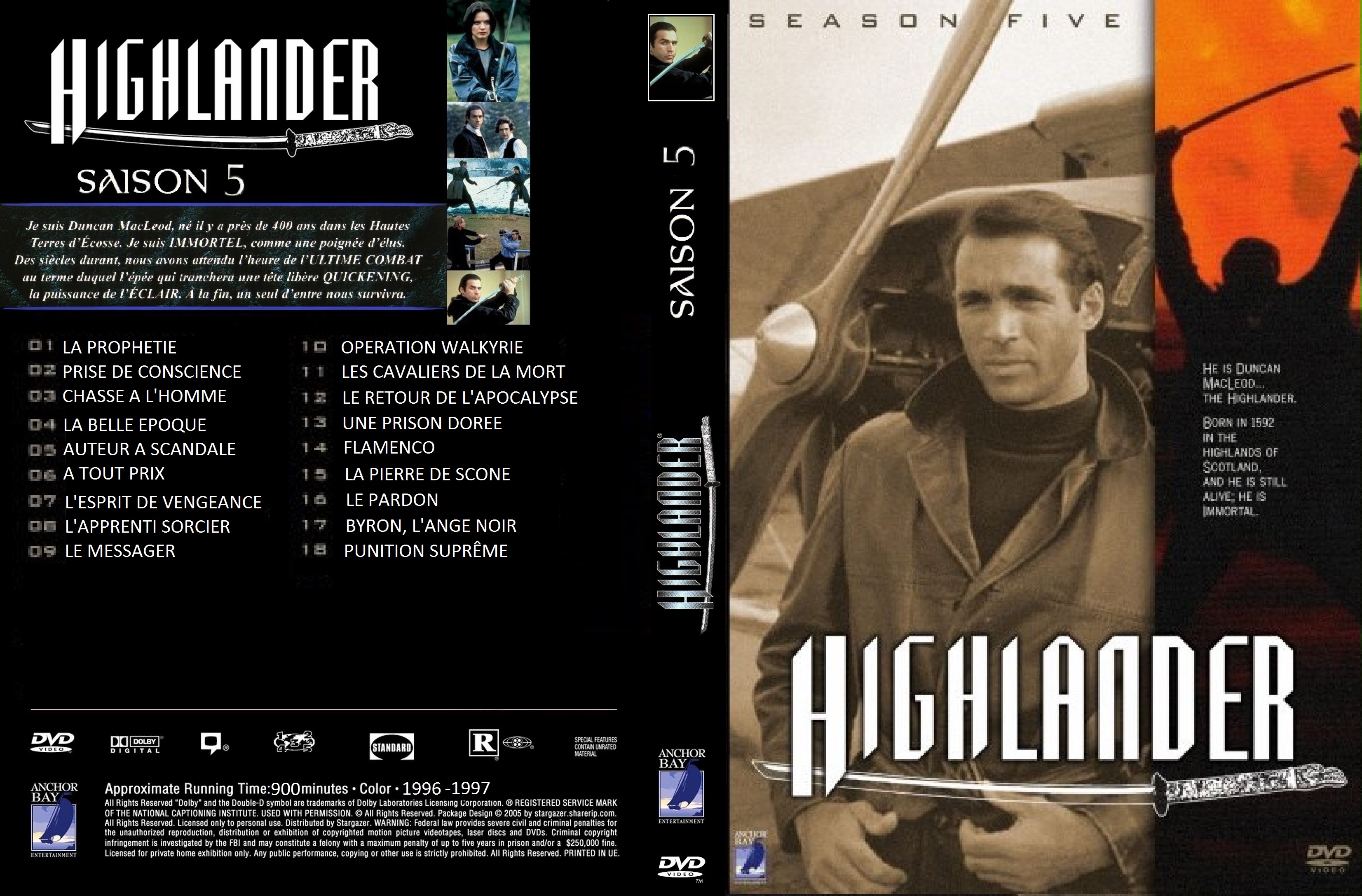 Jaquette DVD Highlander saison 5 custom 