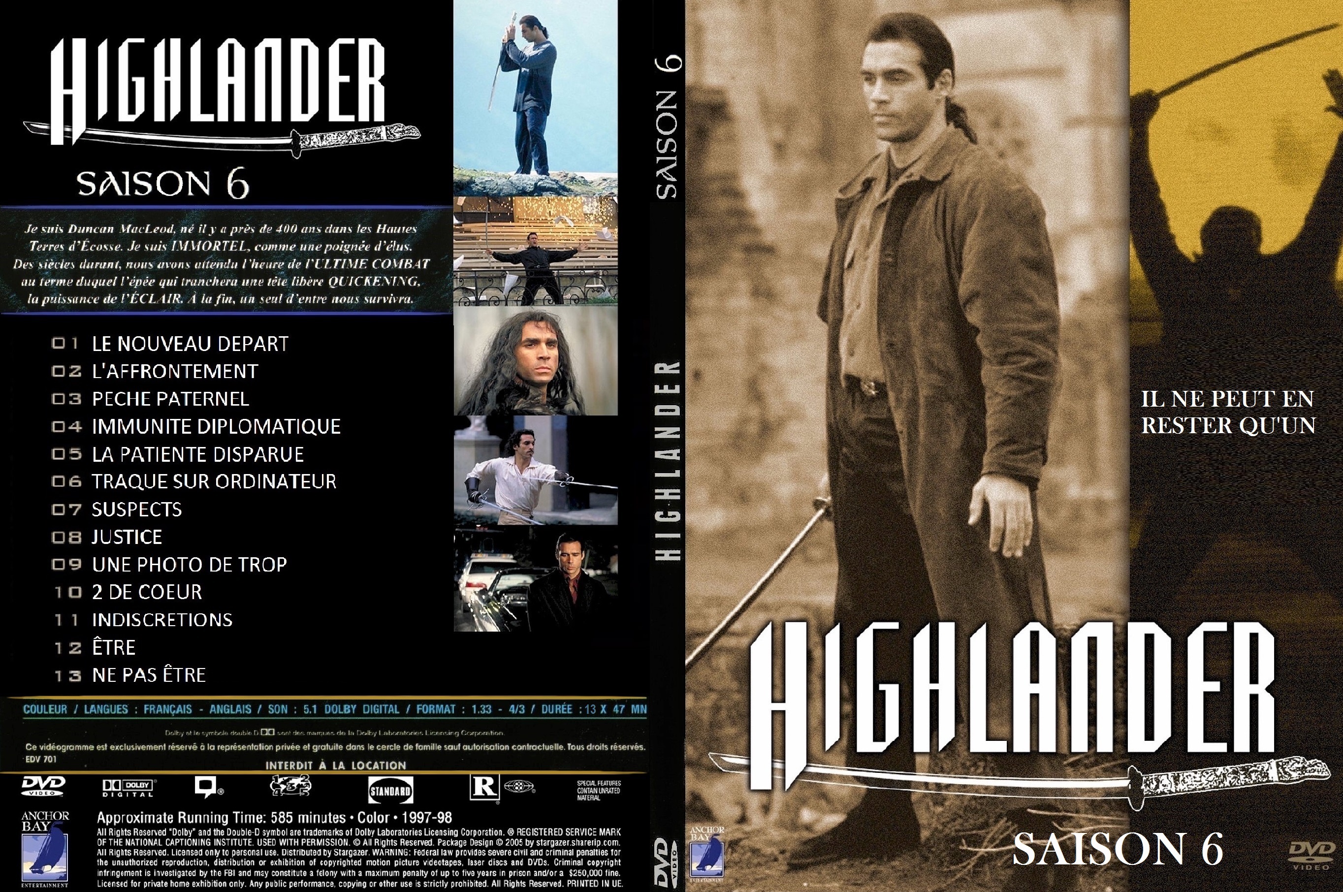 Jaquette DVD Highlander saison 6 SLIM custom