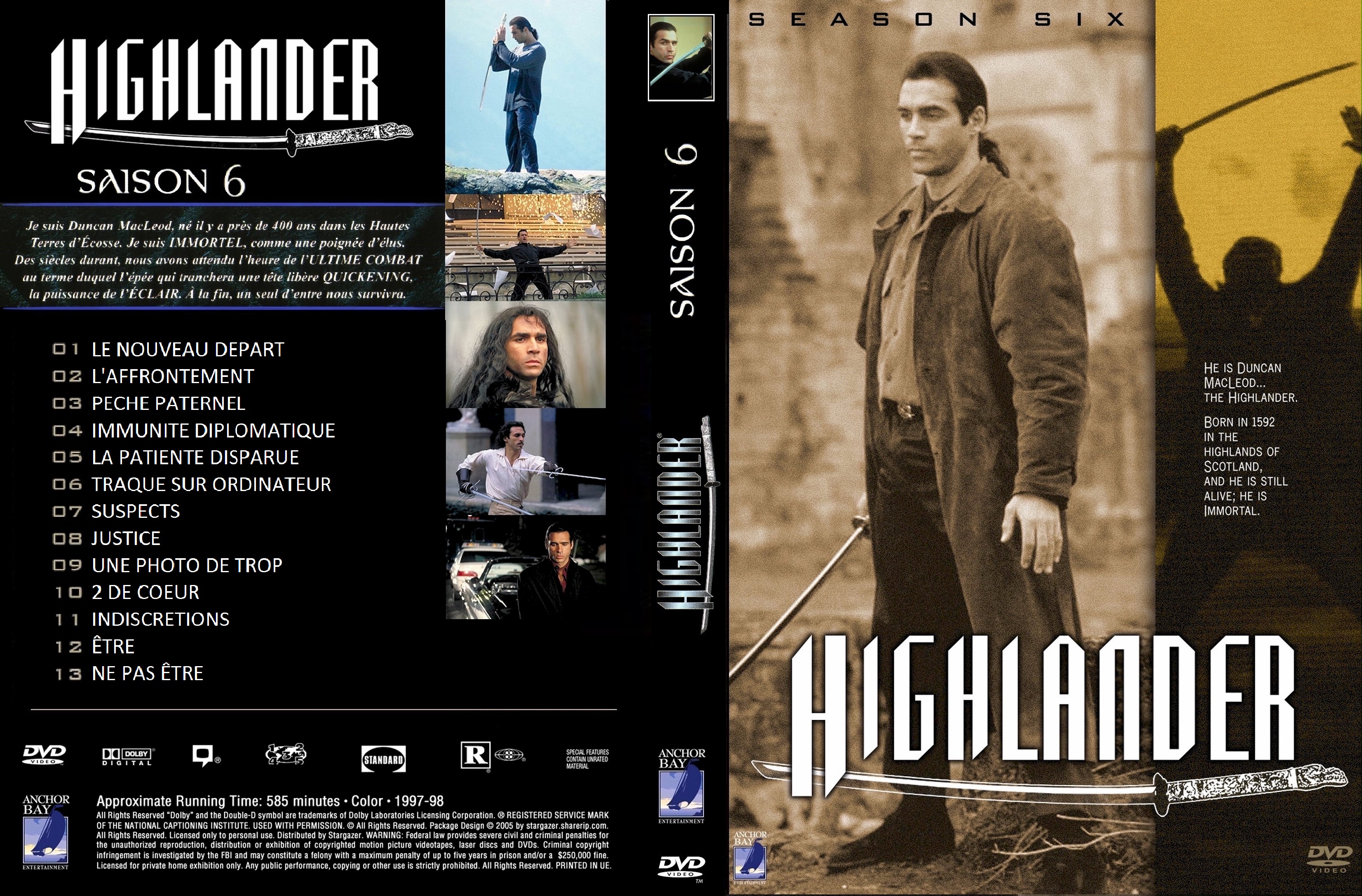 Jaquette DVD Highlander saison 6 custom 
