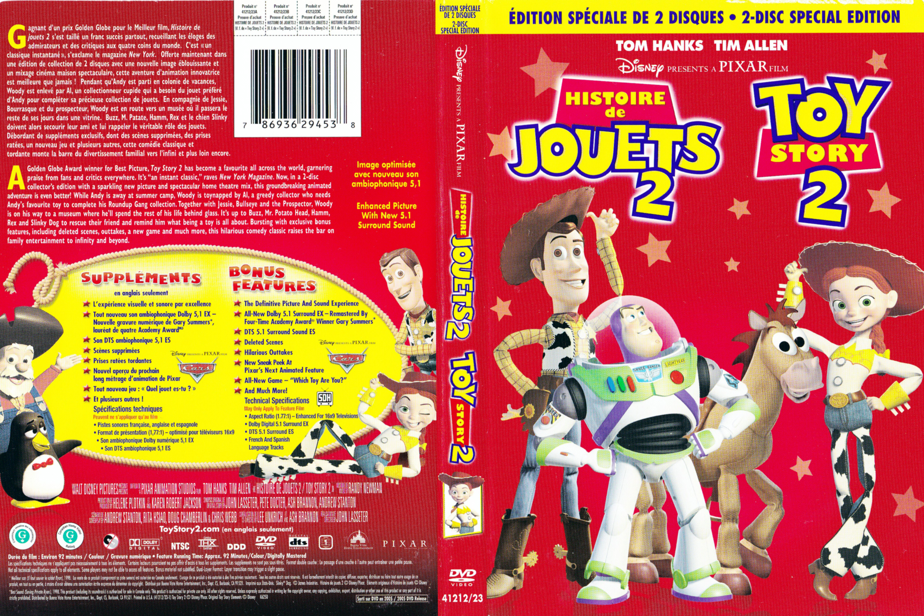 Jaquette DVD Histoire de jouet 2 - Toy story 2 (Canadienne)