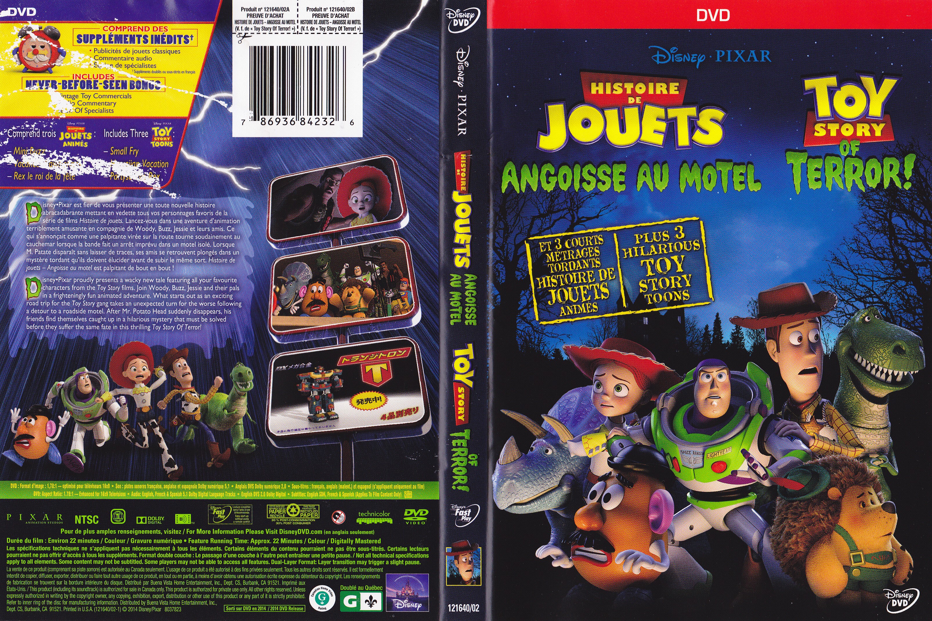 Jaquette DVD Histoire de jouets - Angoisse au motel  - Toy Story of terror (Canadienne)