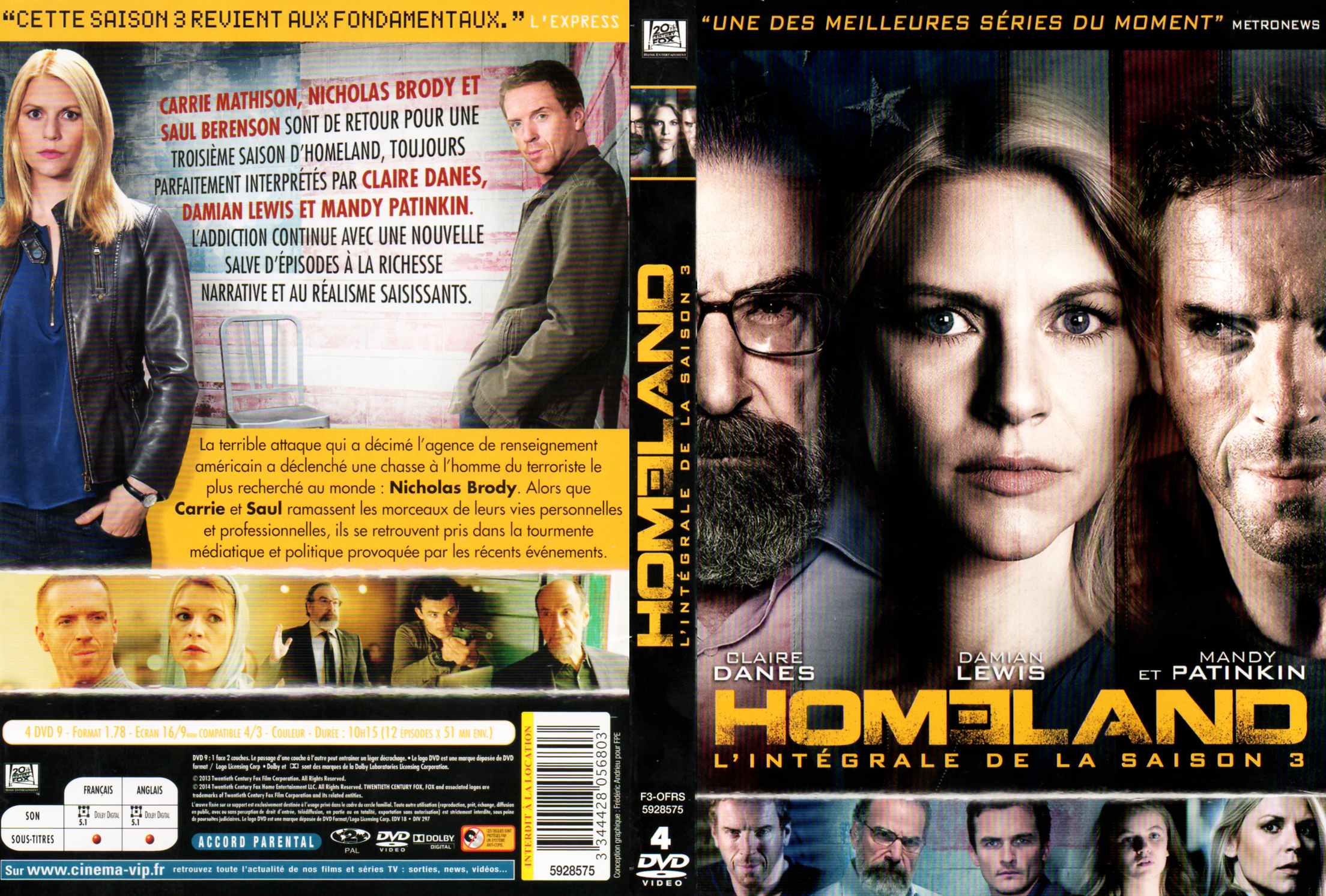 Jaquette DVD Homeland Saison 3