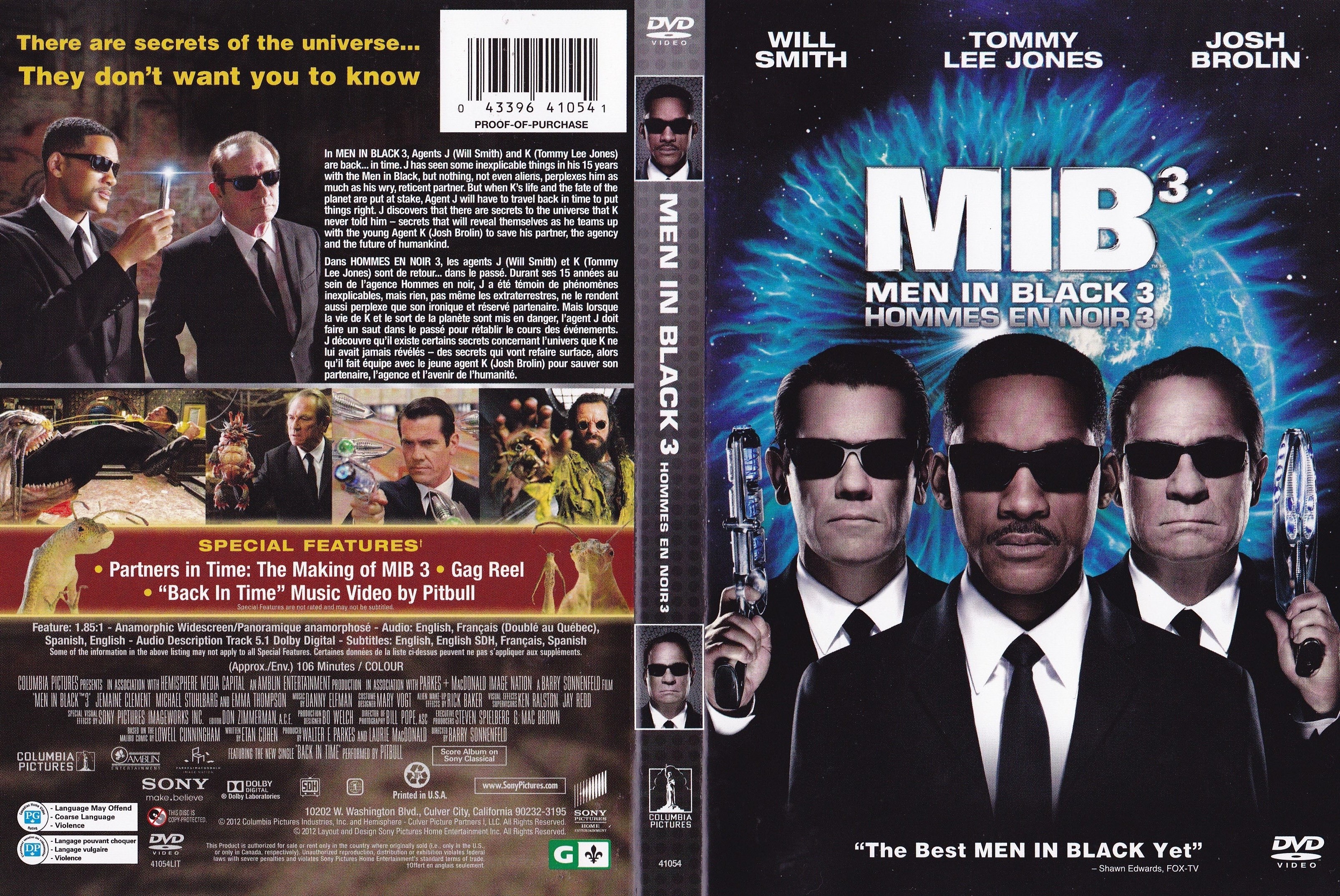 Jaquette DVD Hommes en noir 3 - Men in black 3 (Canadienne)