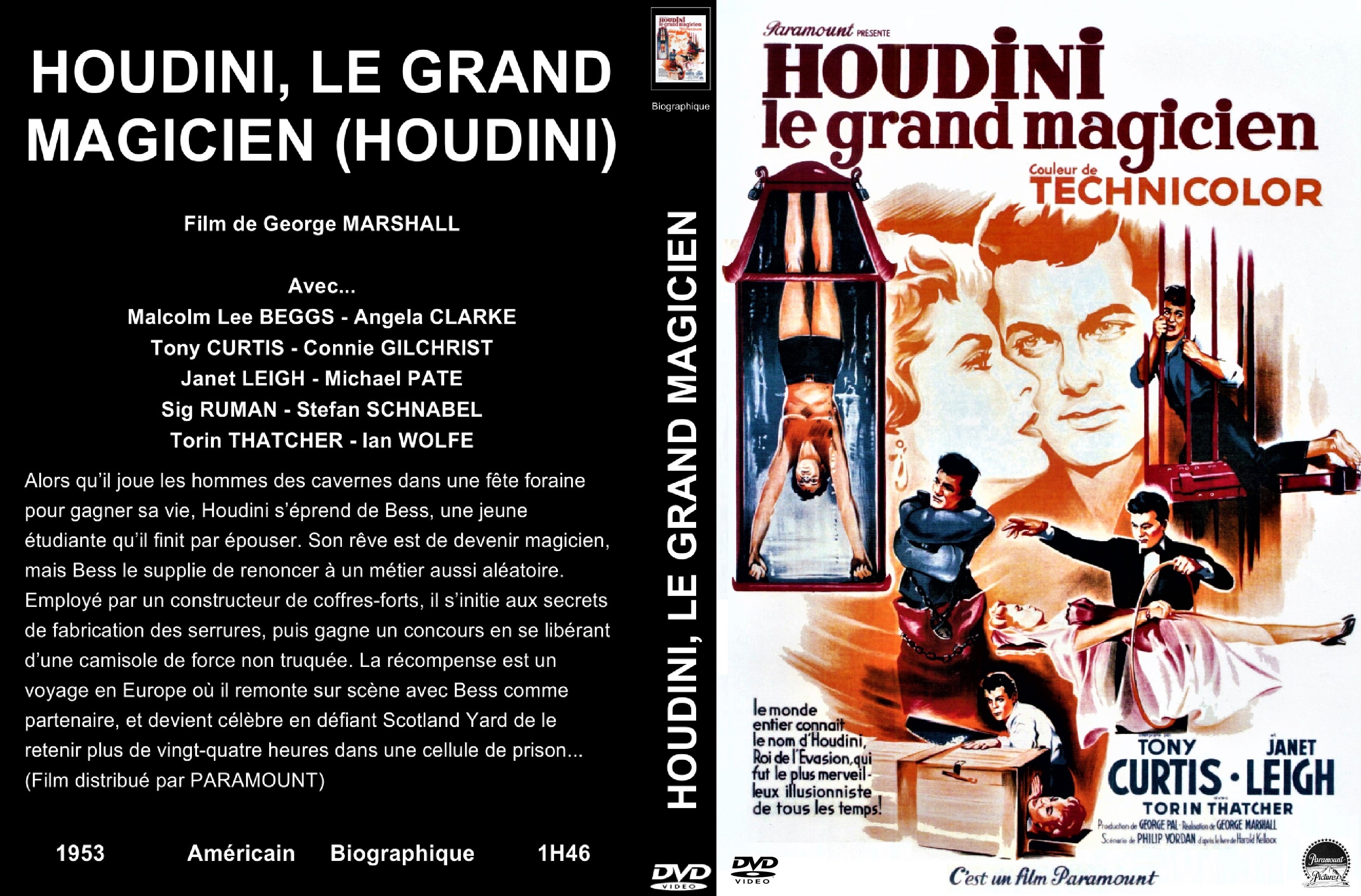 Jaquette DVD Houdini le grand magicien custom