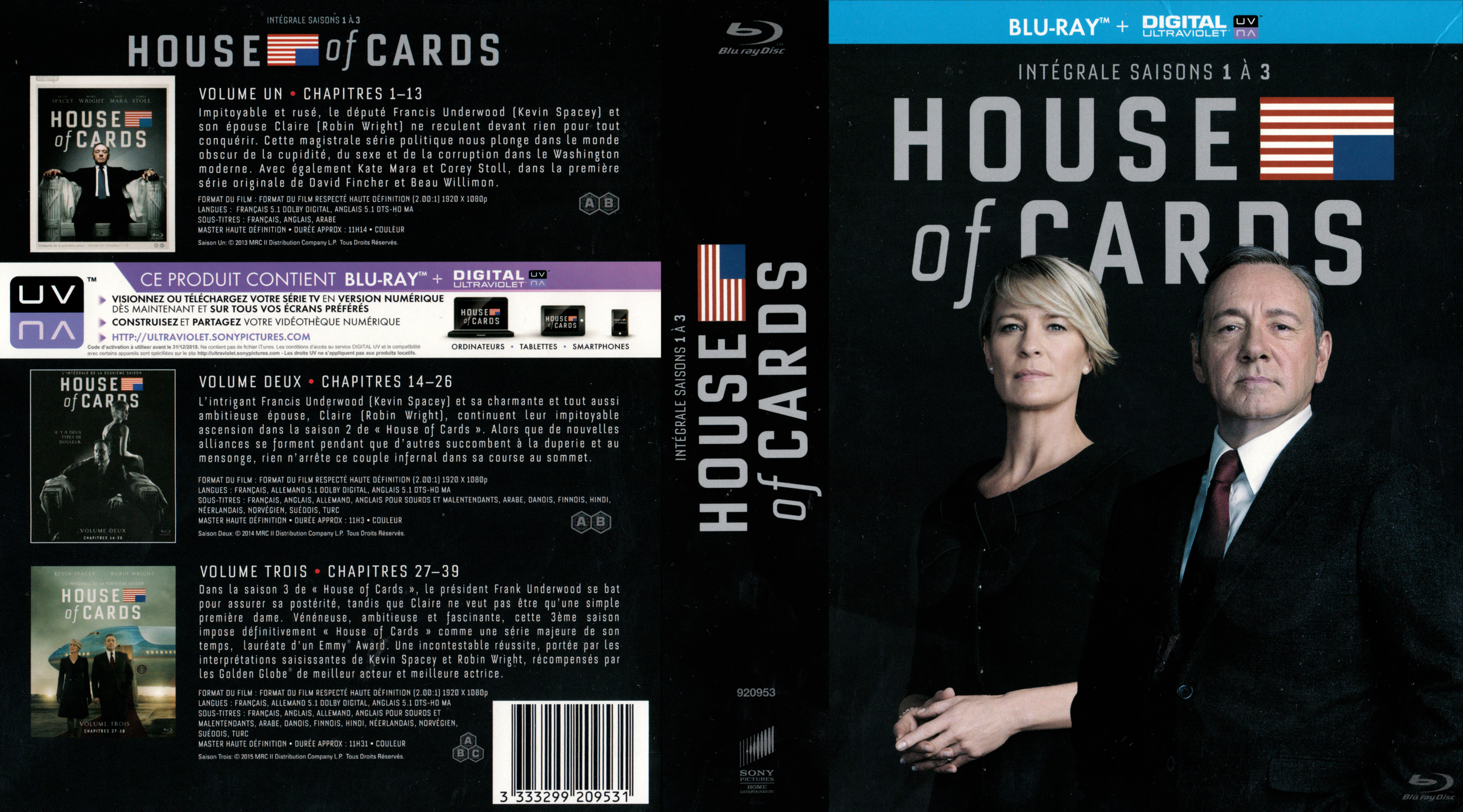Jaquette DVD House of Cards Saison 1-3 (BLU-RAY)