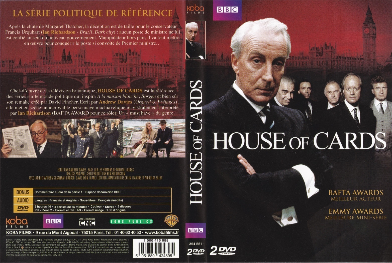 Jaquette DVD House of Cards Saison 1 (UK)