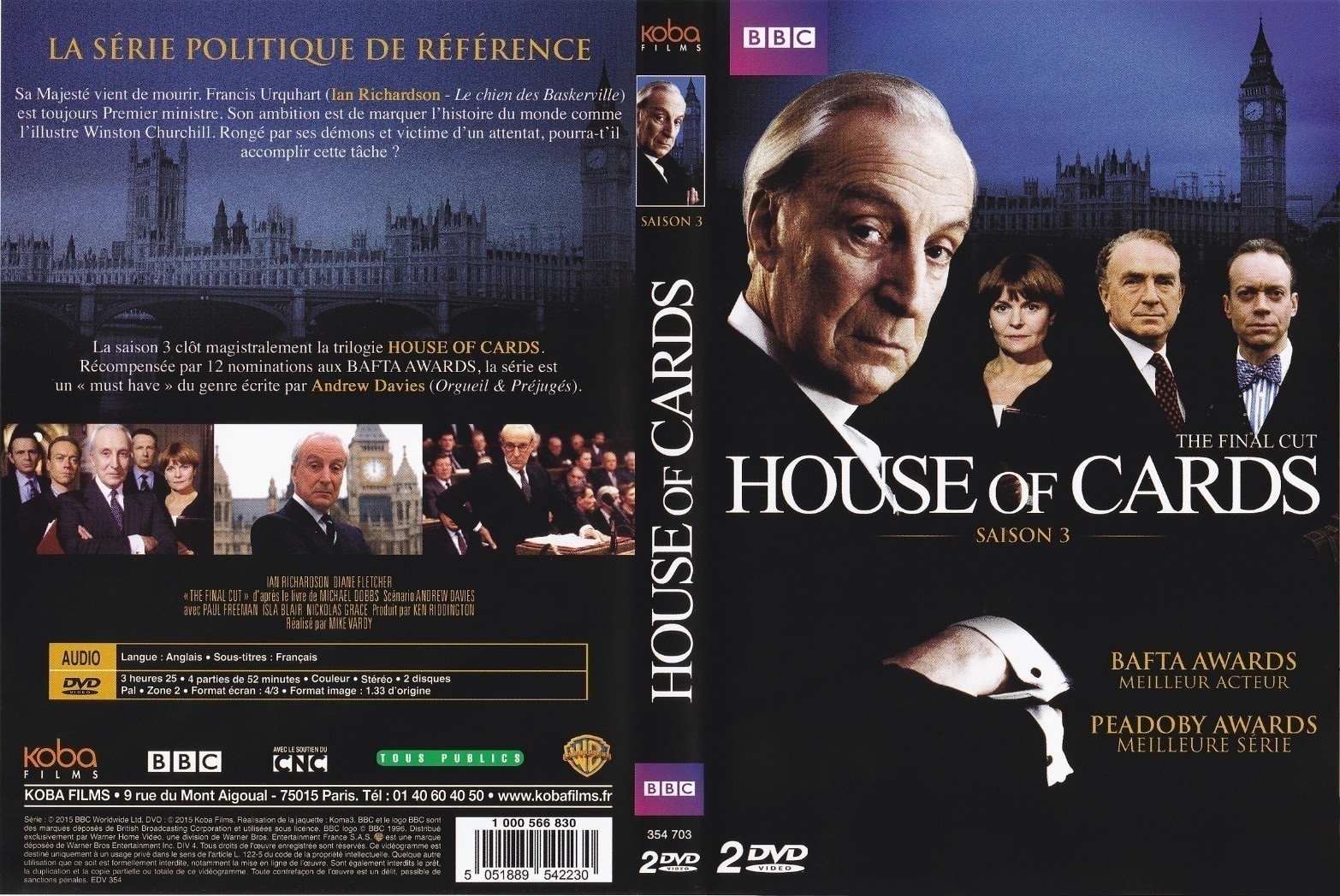Jaquette DVD House of Cards Saison 3 (UK)