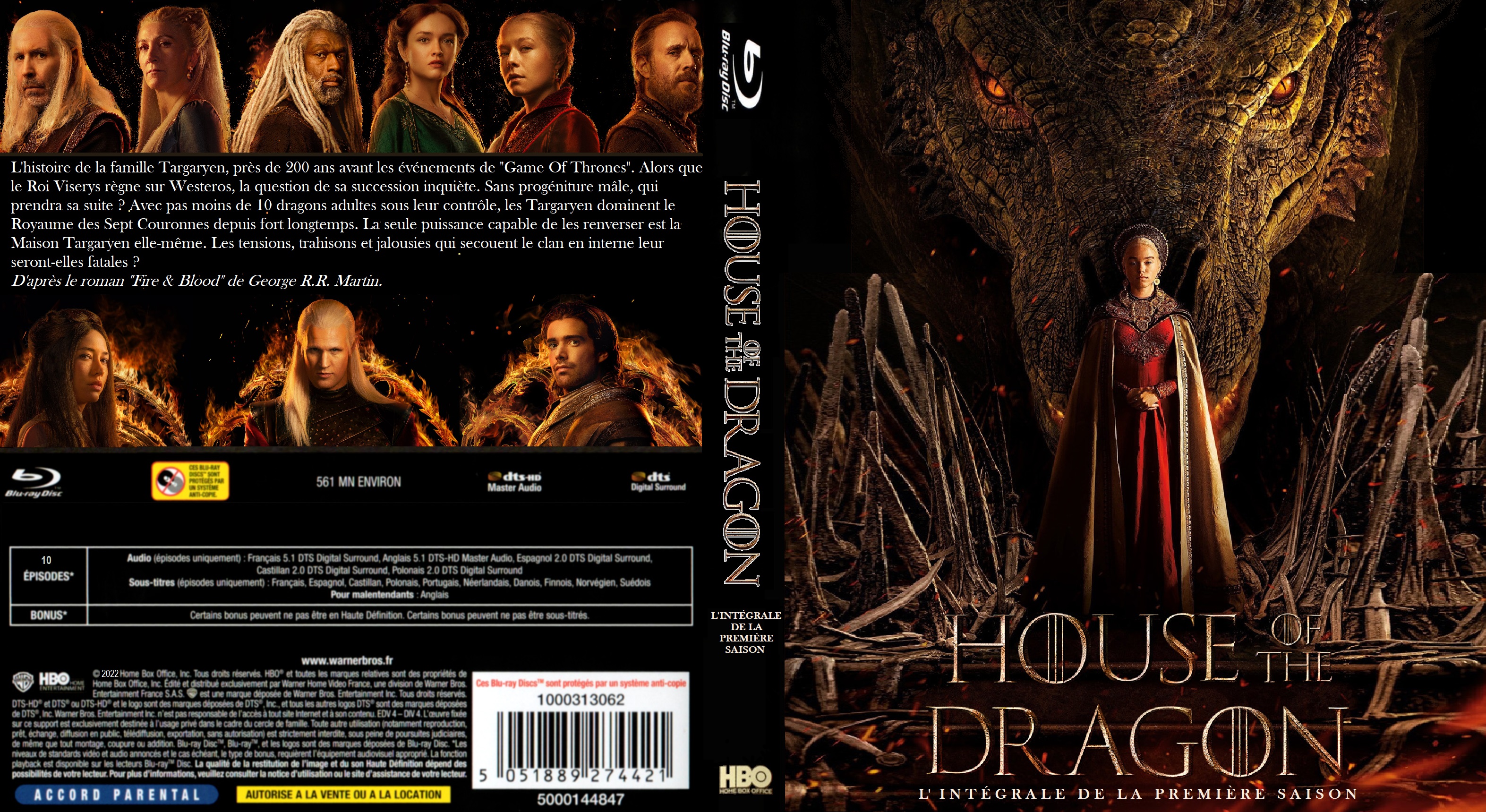 Jaquette DVD House of the dragon  Saison 1 custom (BLU-RAY)