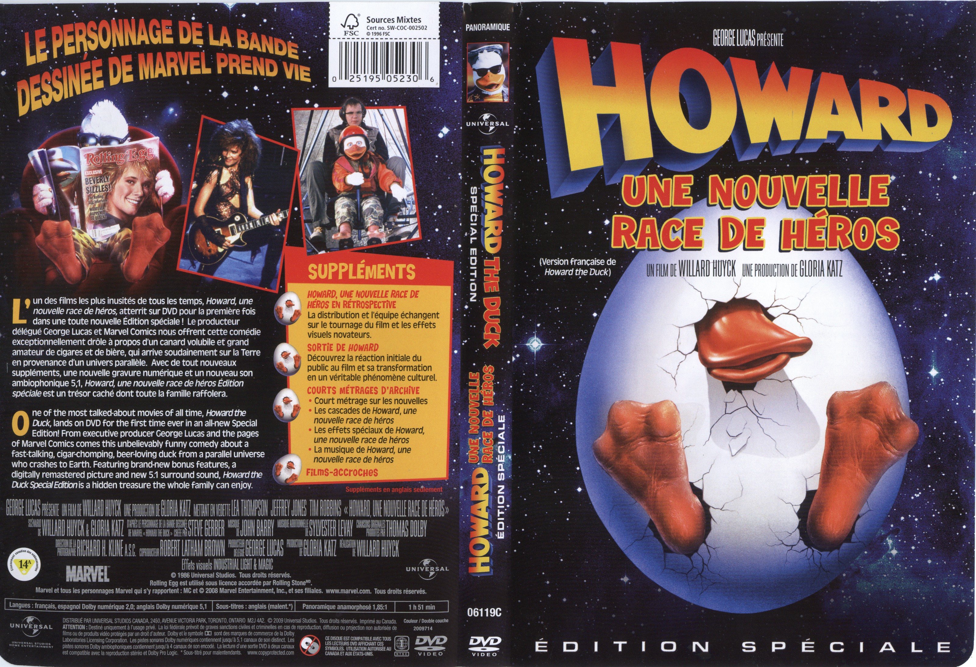 Jaquette DVD Howard le Canard (Canadienne)