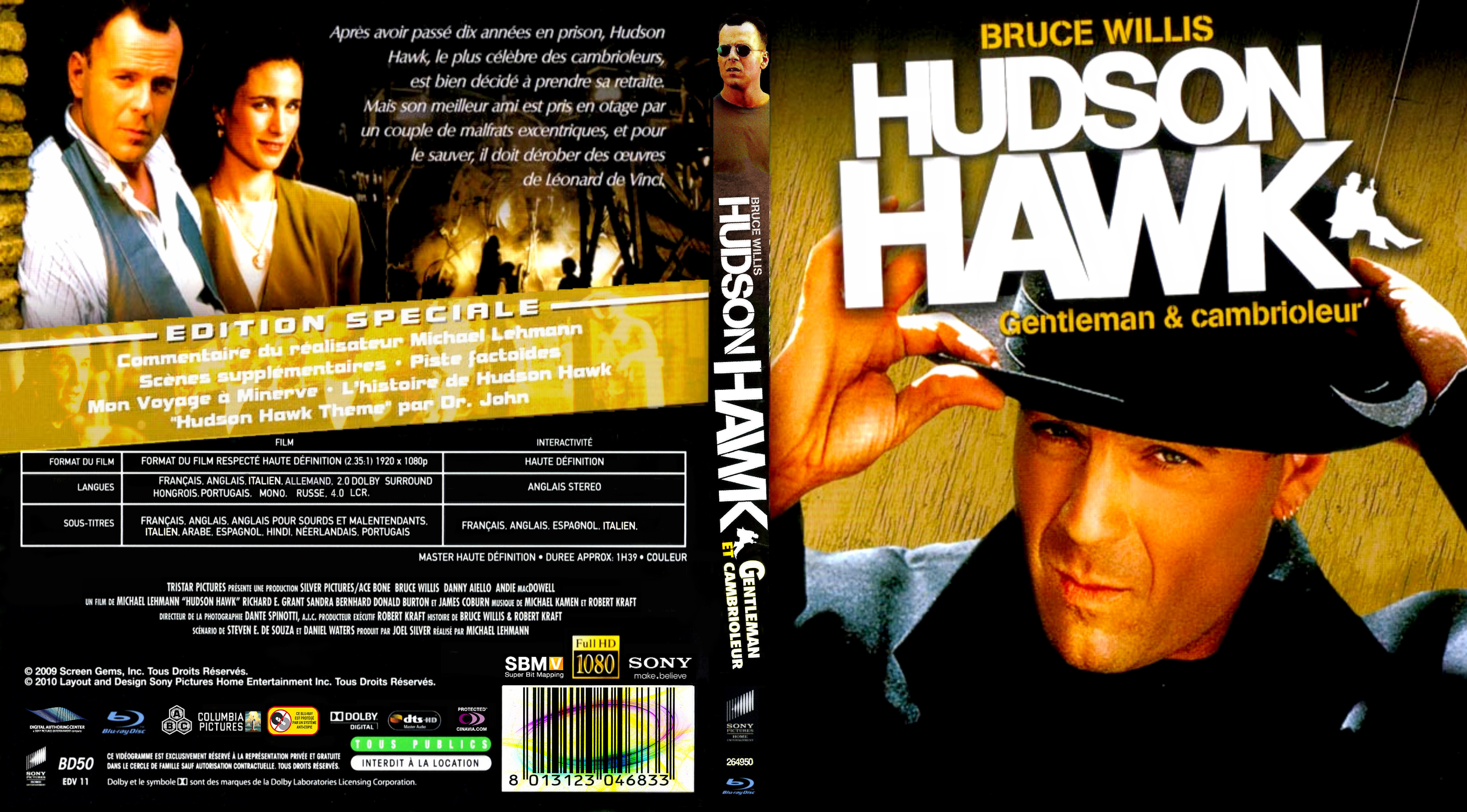 Jaquette DVD Hudson Hawk custom (BLU-RAY)