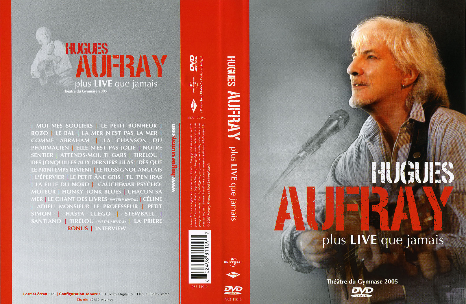 Jaquette DVD Hugues Aufray - Plus live que jamais