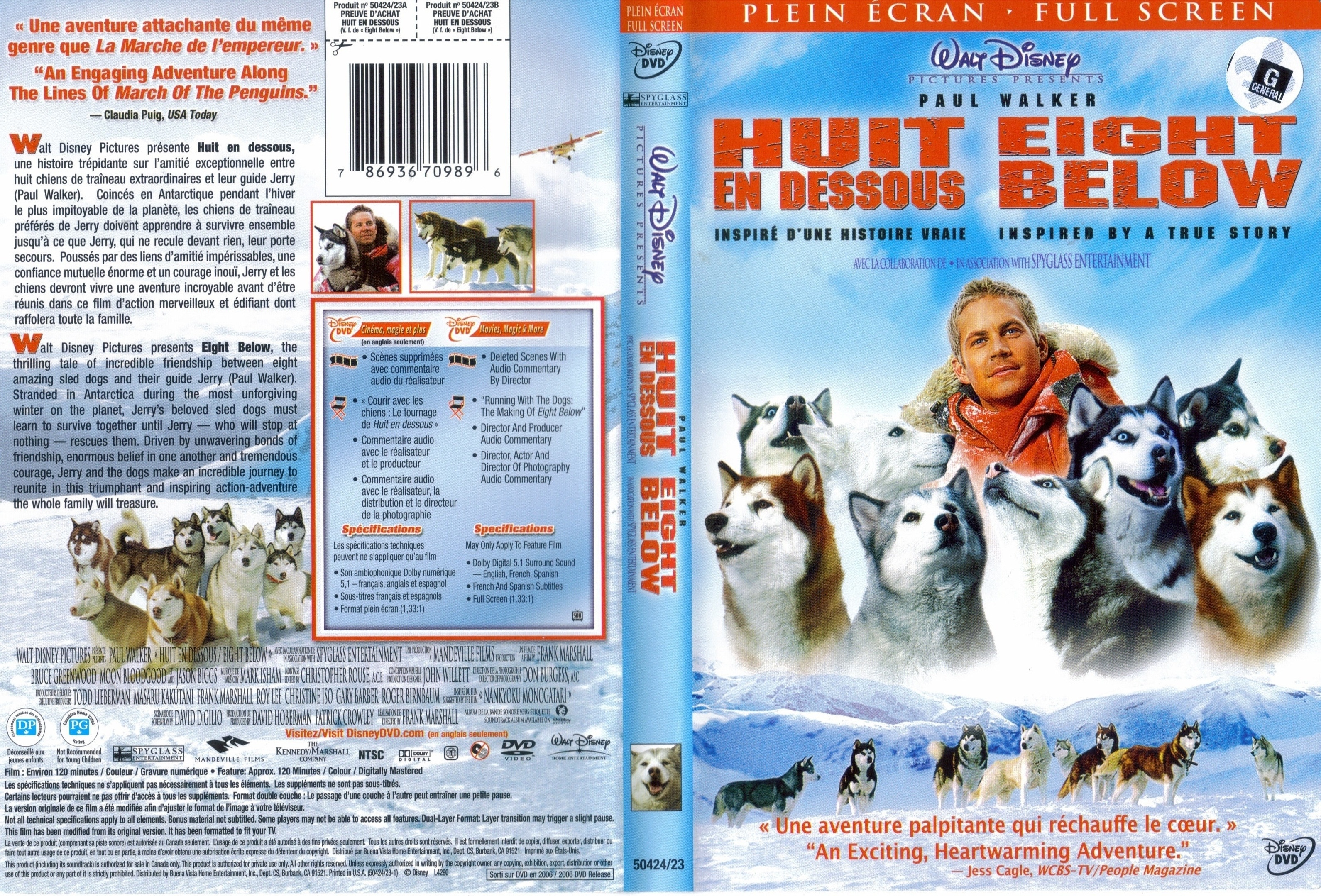 Jaquette DVD Huit en dessous - Eight below (Canadienne)