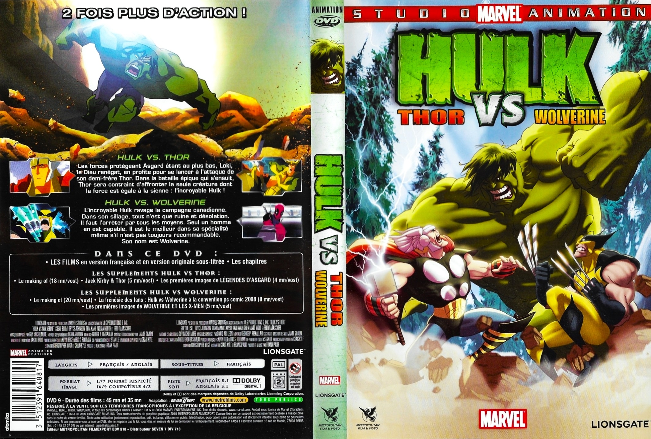 Jaquette DVD Hulk VS Thor Wolverine