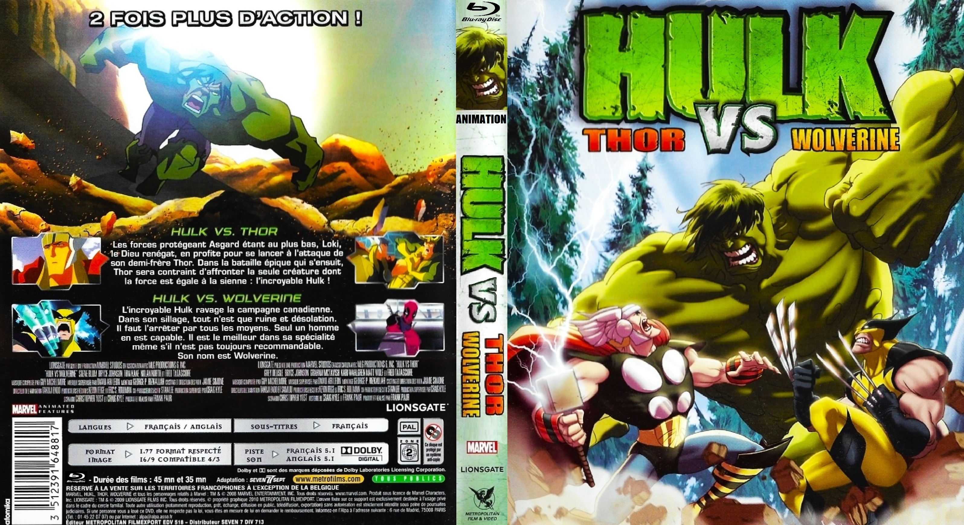 Jaquette DVD Hulk VS Thor  Wolverine  DA custom (BLU-RAY)