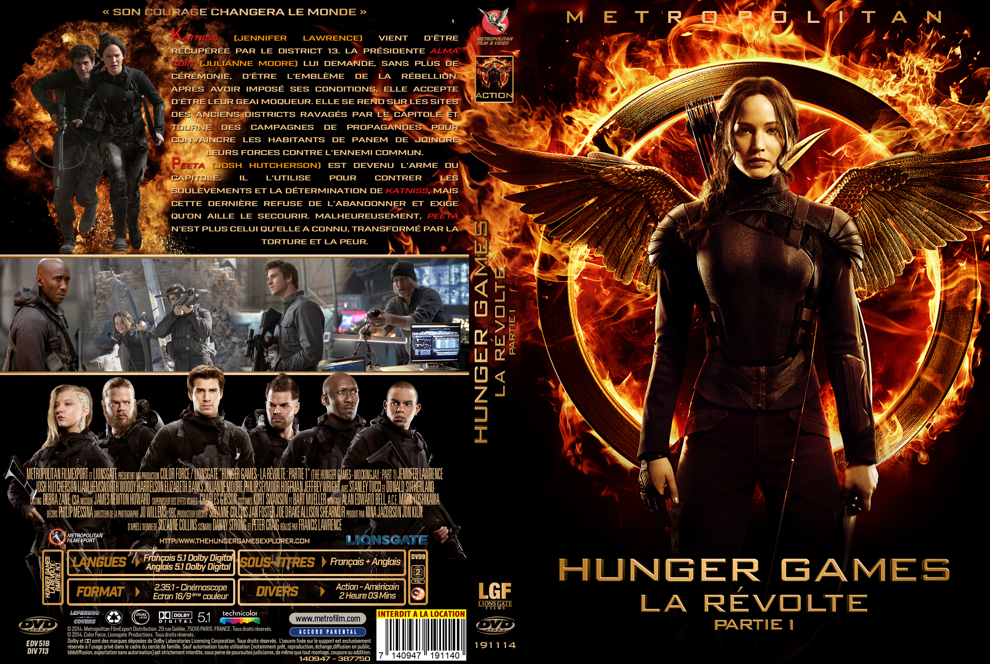 Jaquette DVD de Hunger Games La Révolte : Partie 1 custom - Cinéma Passion