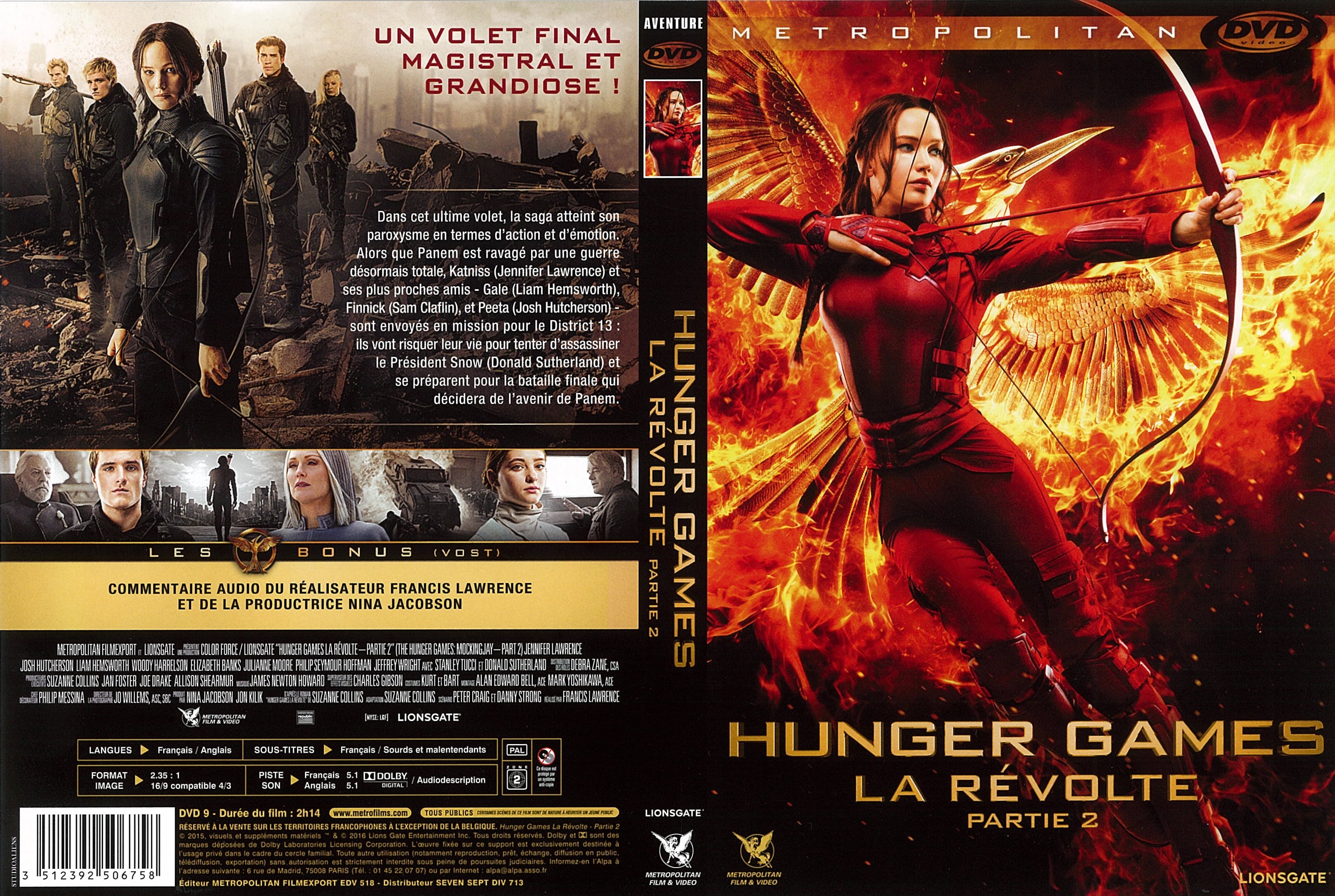 Jaquette DVD Hunger Games La Rvolte : Partie 2
